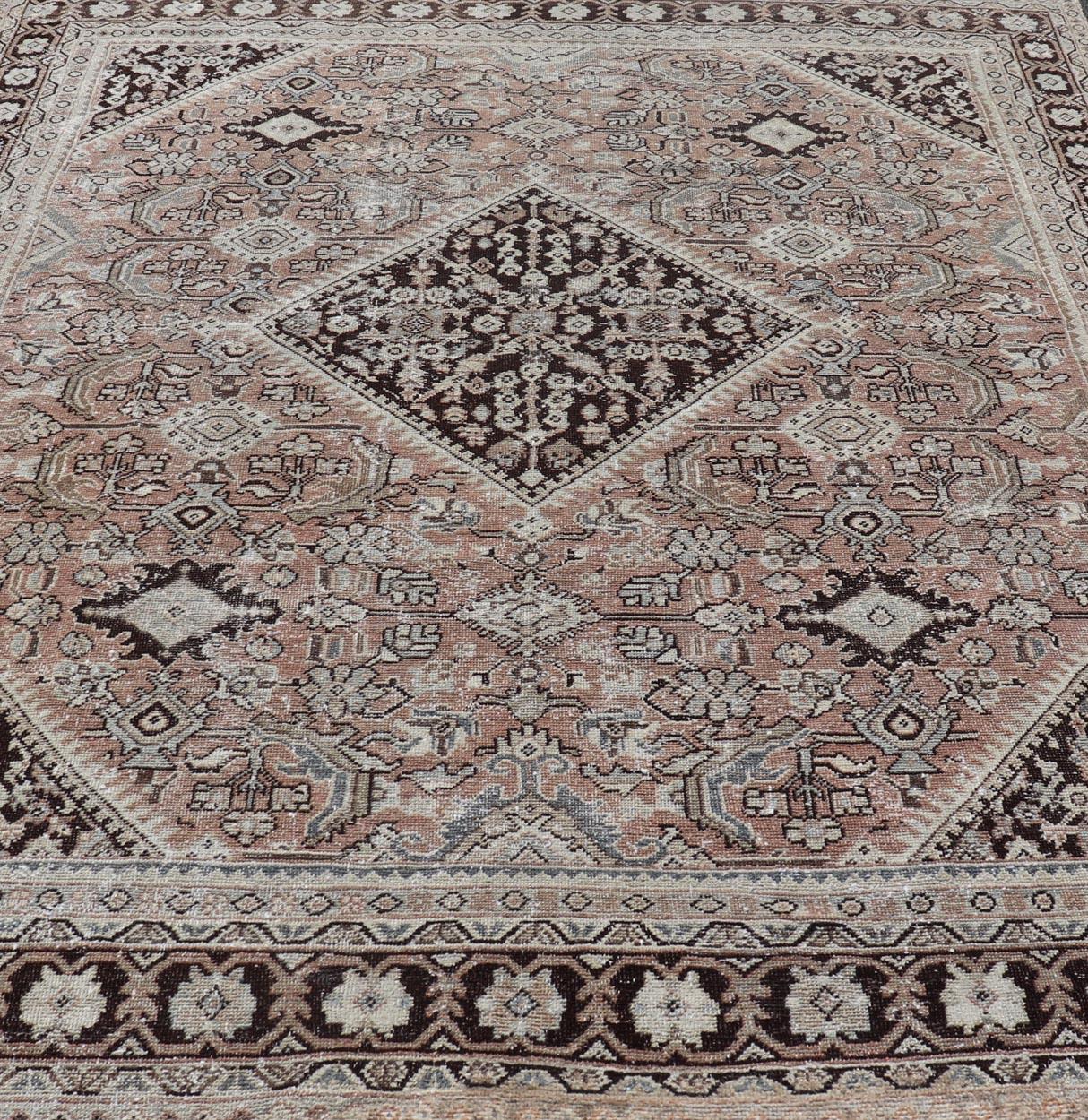 Vintage Persian Sultanabad-Mahal Rug with Sub-Geometric Diamond For Sale 3