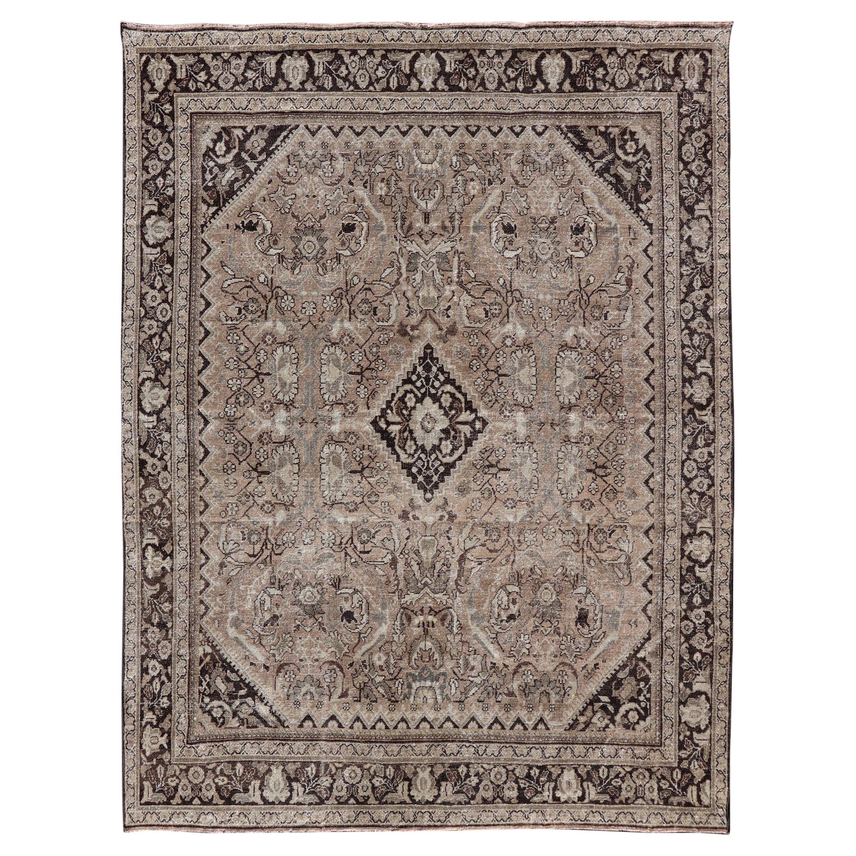Tappeto persiano vintage Sultanabad-Mahal con disegno Herati a diamante sub-geometrico