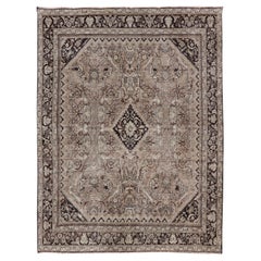 Vintage Persian Sultanabad-Mahal Rug with Sub-Geometric Diamond Herati Design