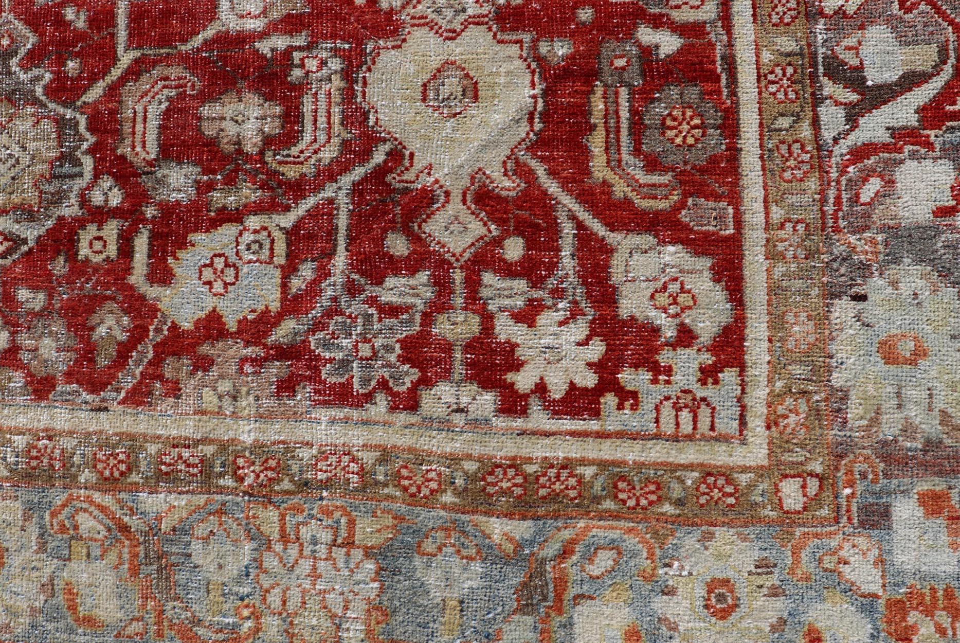 Persischer Sultanabad-Mahal aus Persien mit subgeometrischem Blumendesign im All-Over-Stil im Angebot 7