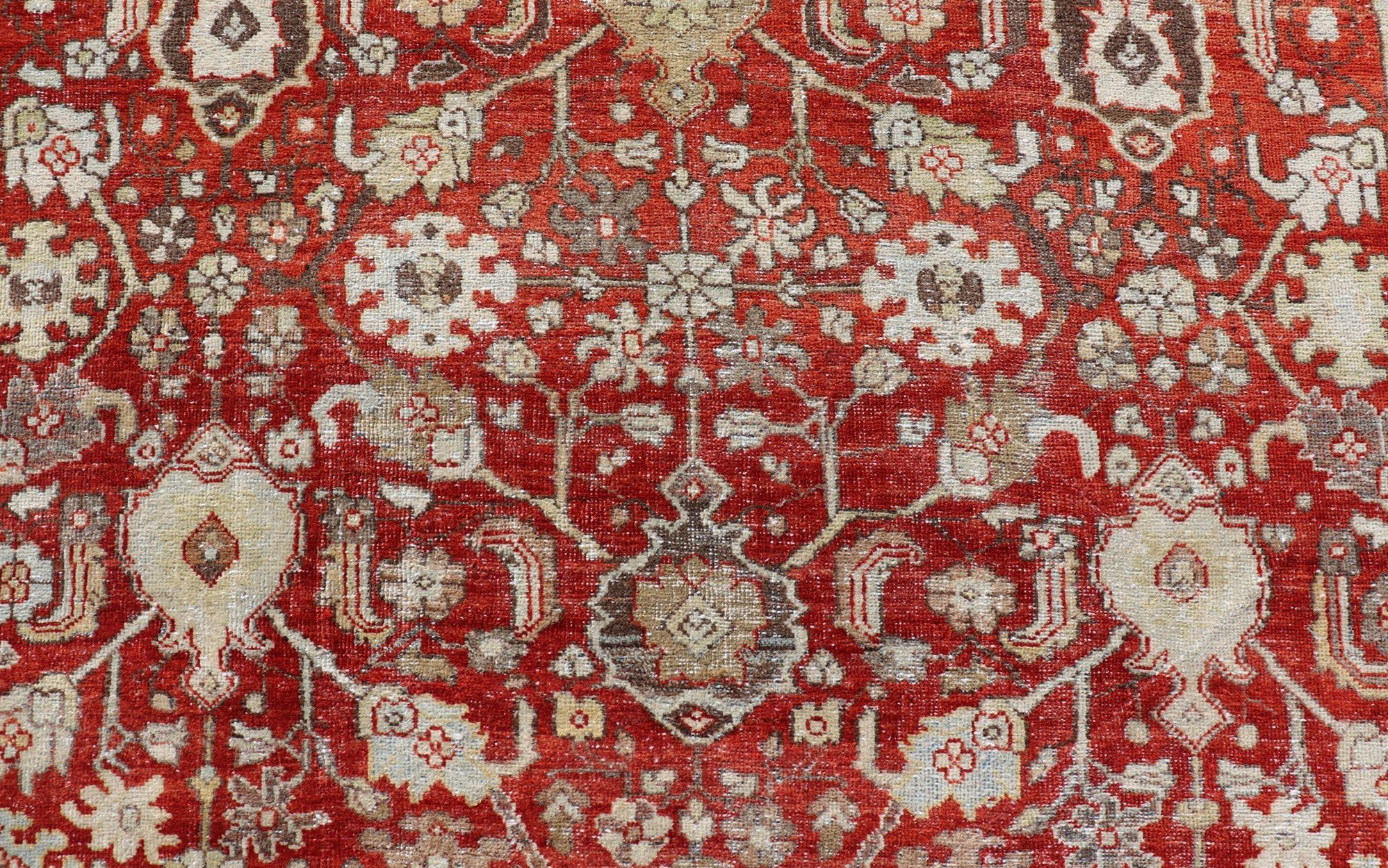 Vintage Persian Sultanabad-Mahal with All-Over Sub-Geometric Floral Design For Sale 3