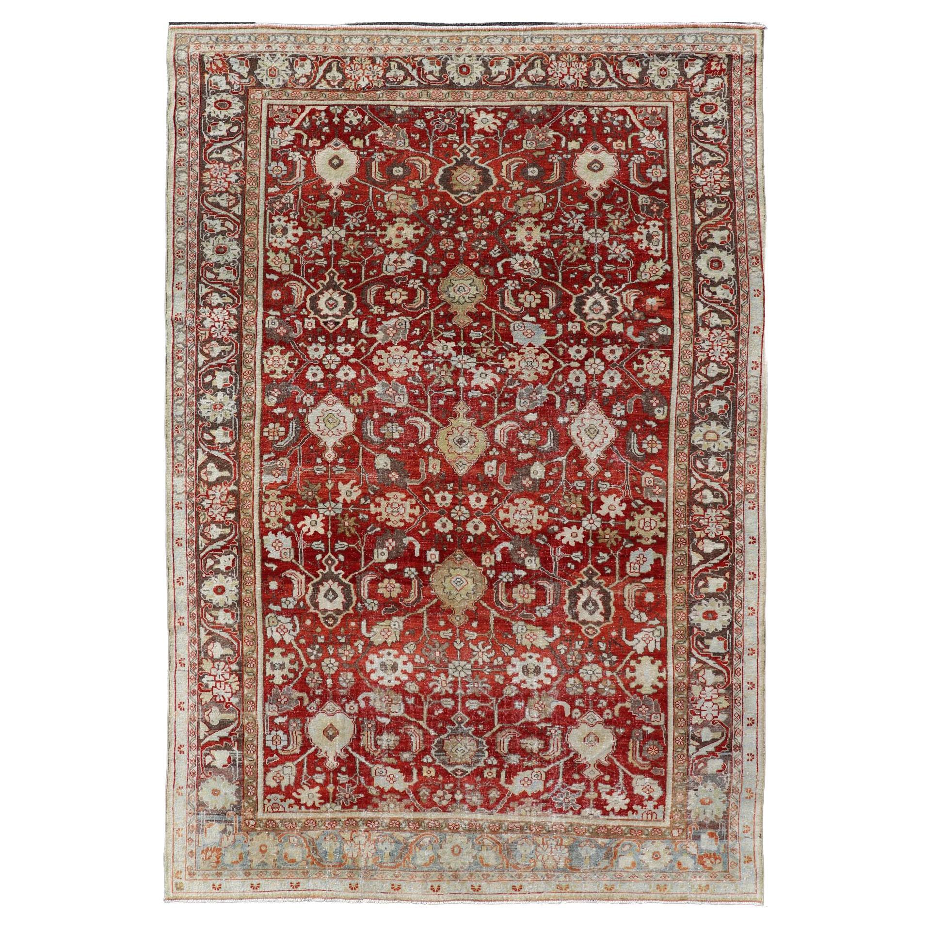 Vintage Persian Sultanabad-Mahal with All-Over Sub-Geometric Floral Design For Sale