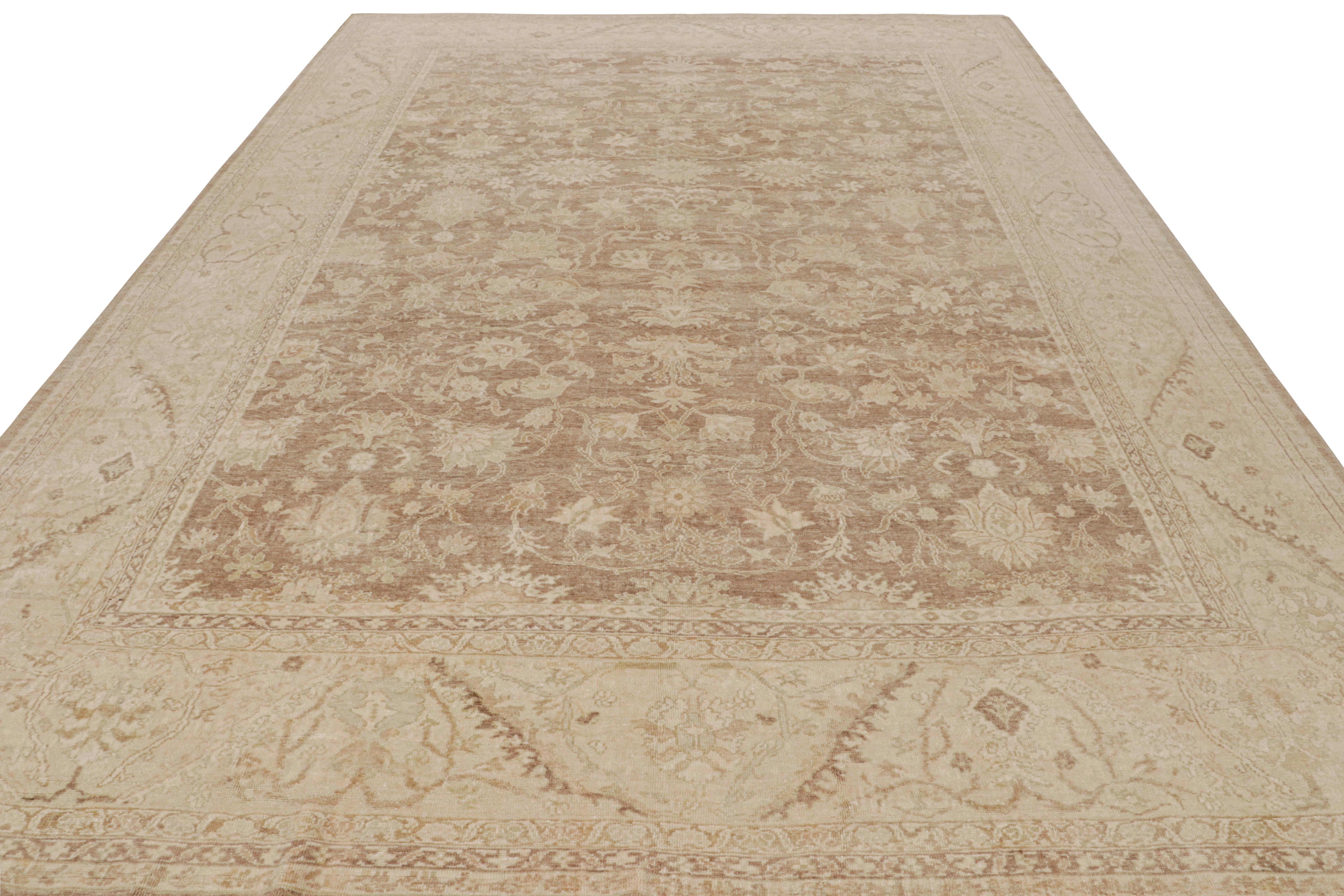 Hand-Knotted Vintage Persian Sultanabad Rug in Beige, with Floral Patterns, from Rug & Kilim For Sale