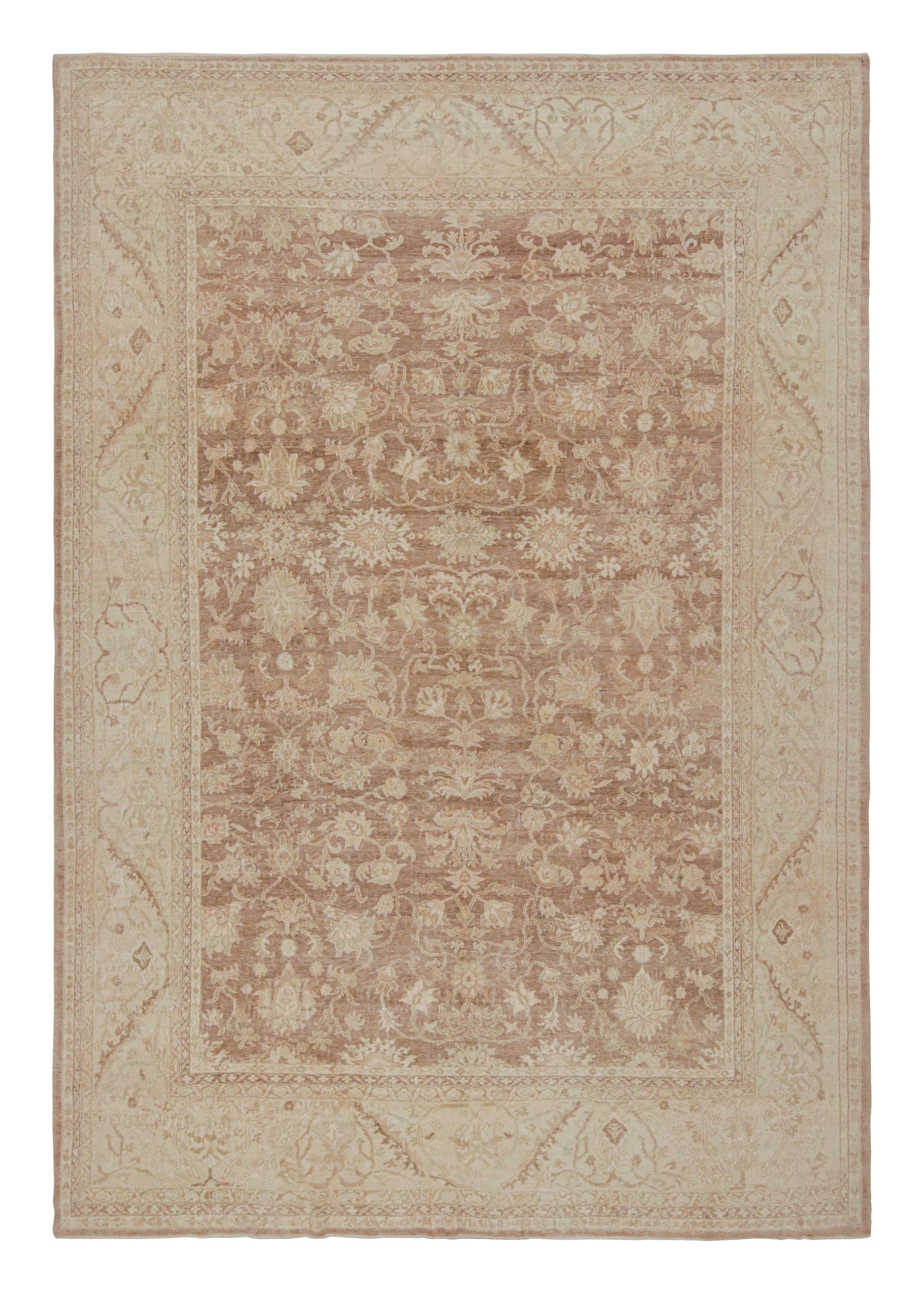 Vintage Persian Sultanabad Rug in Beige, with Floral Patterns, from Rug & Kilim For Sale