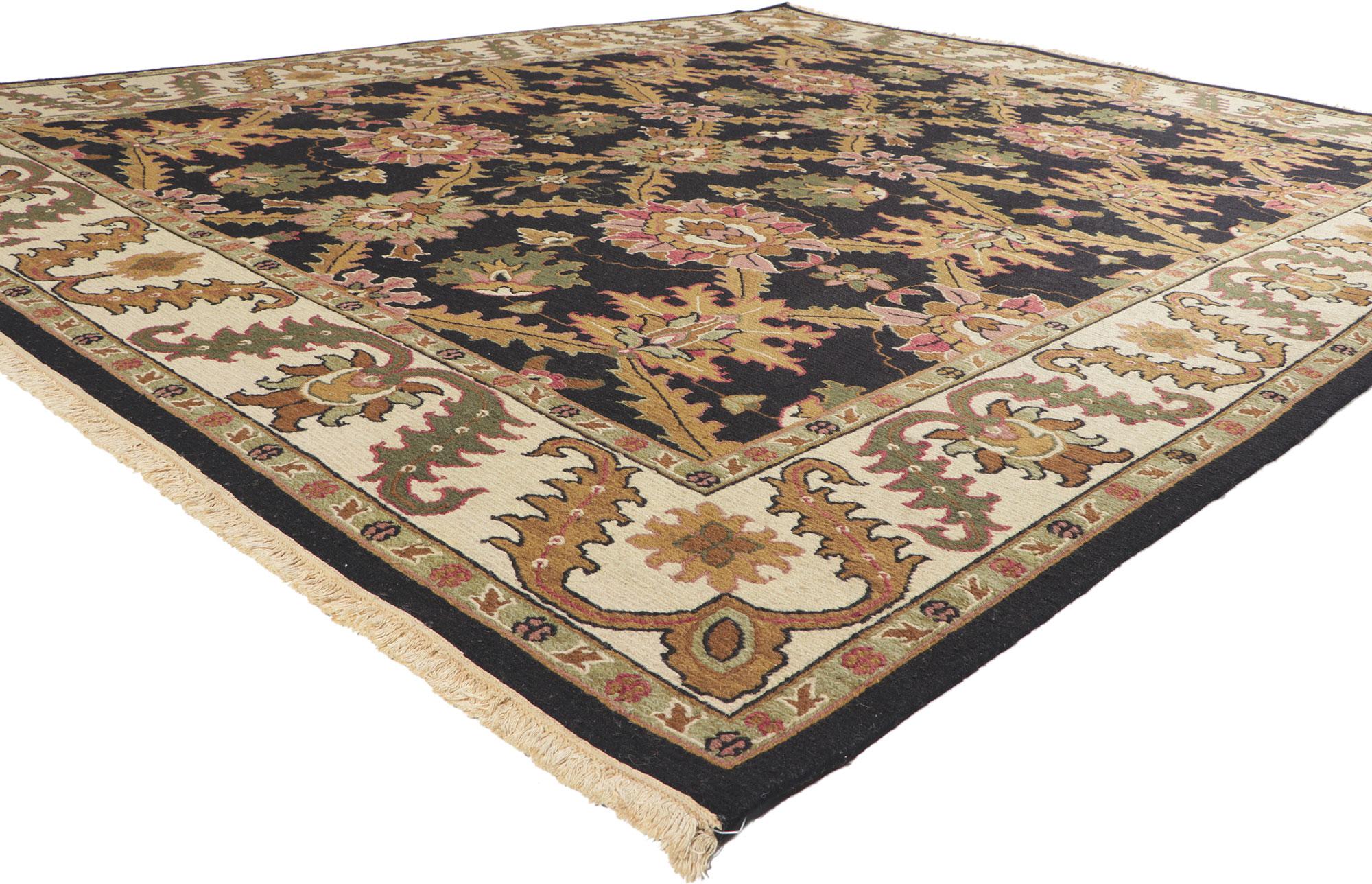 74739 Vintage Persian Sultanabad Indian Rug, 08'01 X 09'10. 
Emanating timeless style with incredible detail and texture, this hand knotted wool vintage Indian rug is a captivating vision of woven beauty. The intricate Persian Sultanabad design and