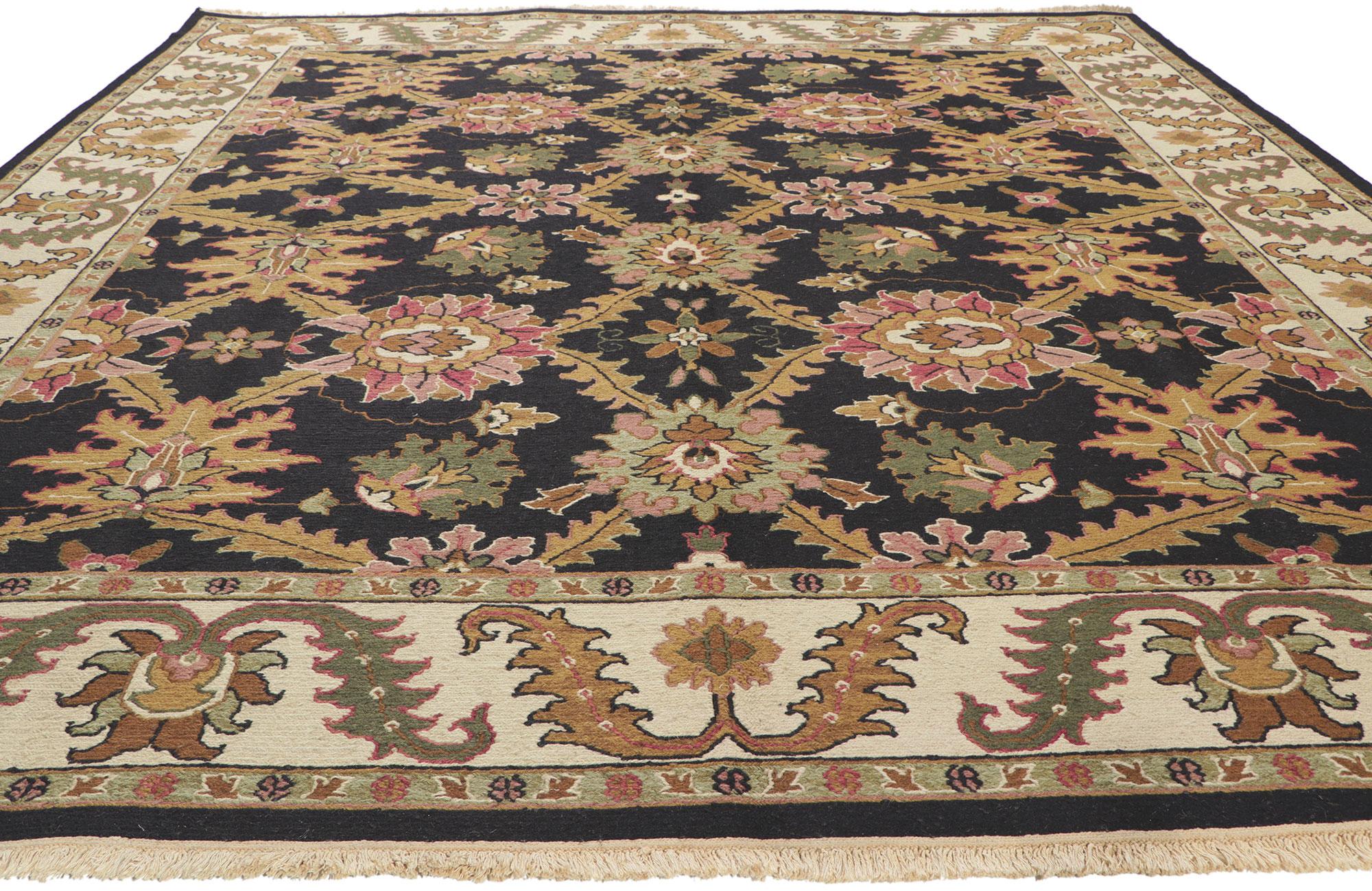 Hand-Knotted Vintage Persian Sultanabad Style Indian Rug with Earth-Tone Colors For Sale