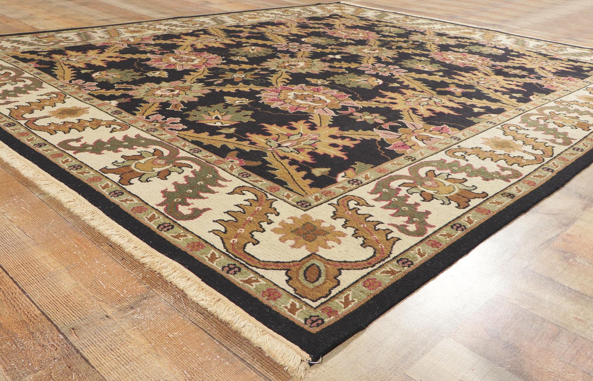 Wool Vintage Persian Sultanabad Style Indian Rug with Earth-Tone Colors For Sale