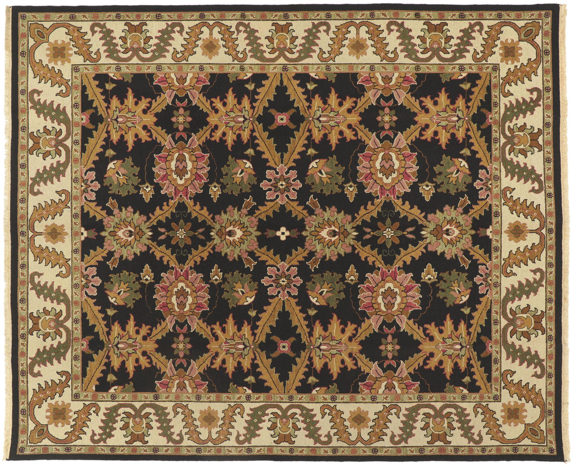 Vintage Persian Sultanabad Style Indian Rug with Earth-Tone Colors For Sale 3