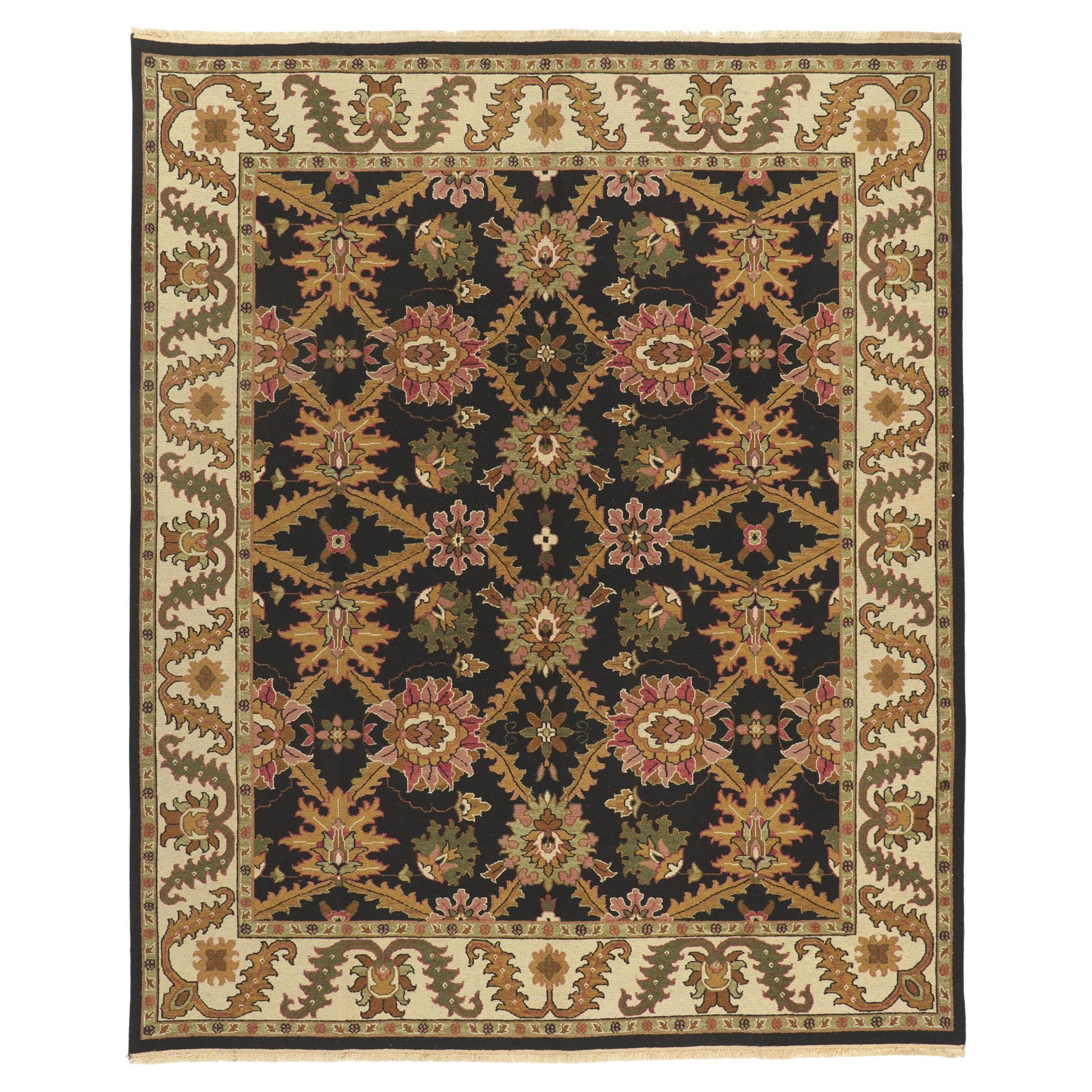 Vintage Persian Sultanabad Style Indian Rug with Earth-Tone Colors