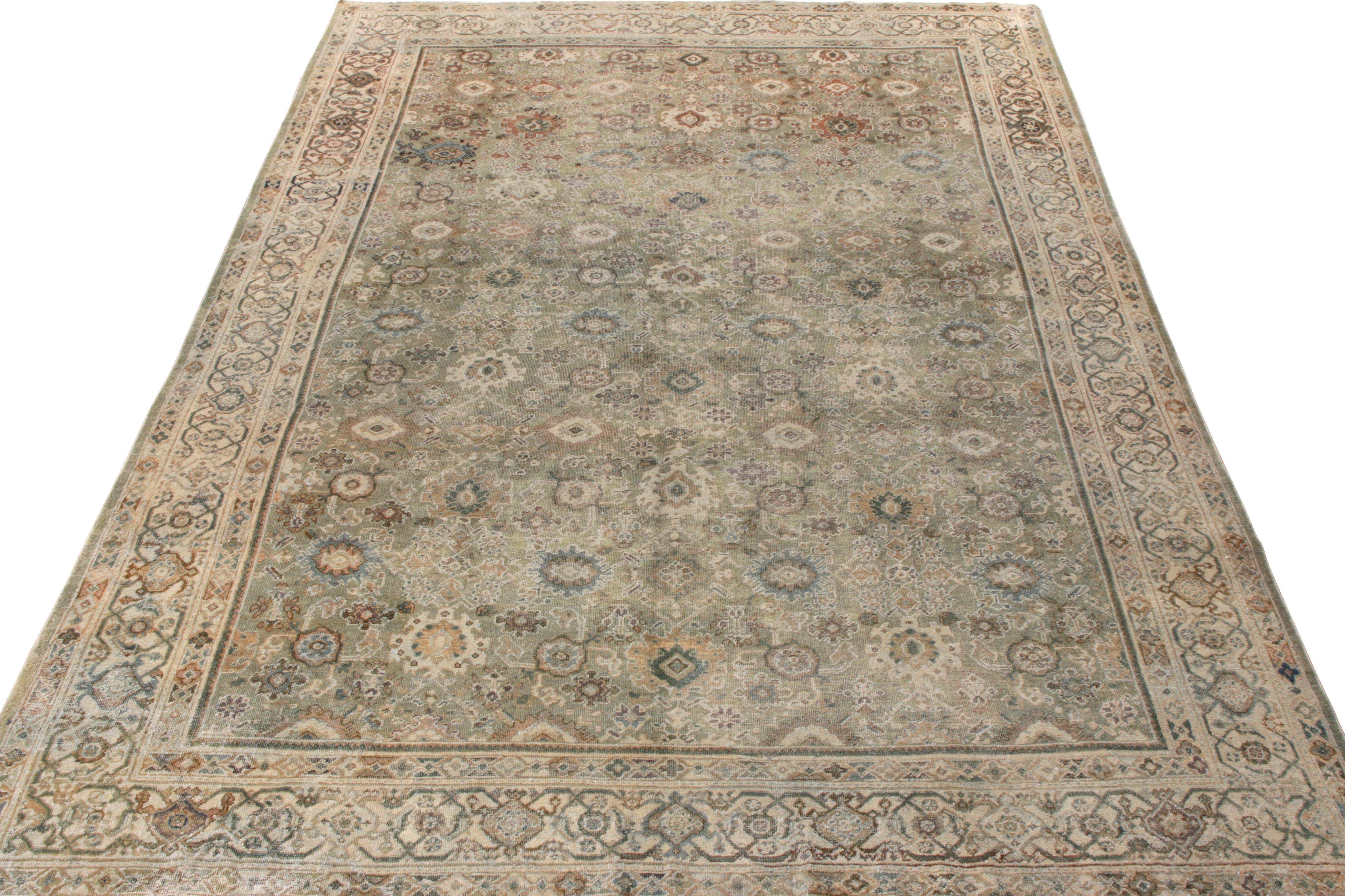 An 8x11 handknotted vintage ode to Sultanabad styles, originating from India circa 1950-1960 making way to Rug & Kilim’s Antique & Vintage Collection. This gorgeous piece features a dense, closely packed floral pattern in an exemplary choice of