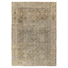Vintage Persian Sultanabad Style Rug in Green, Beige-Brown Floral Pattern