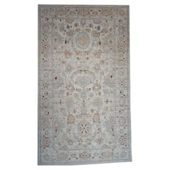 Vintage Persian Sultanabad Wool 12x20 Ivory, Tan & Light Blue Handmade Area Rug
