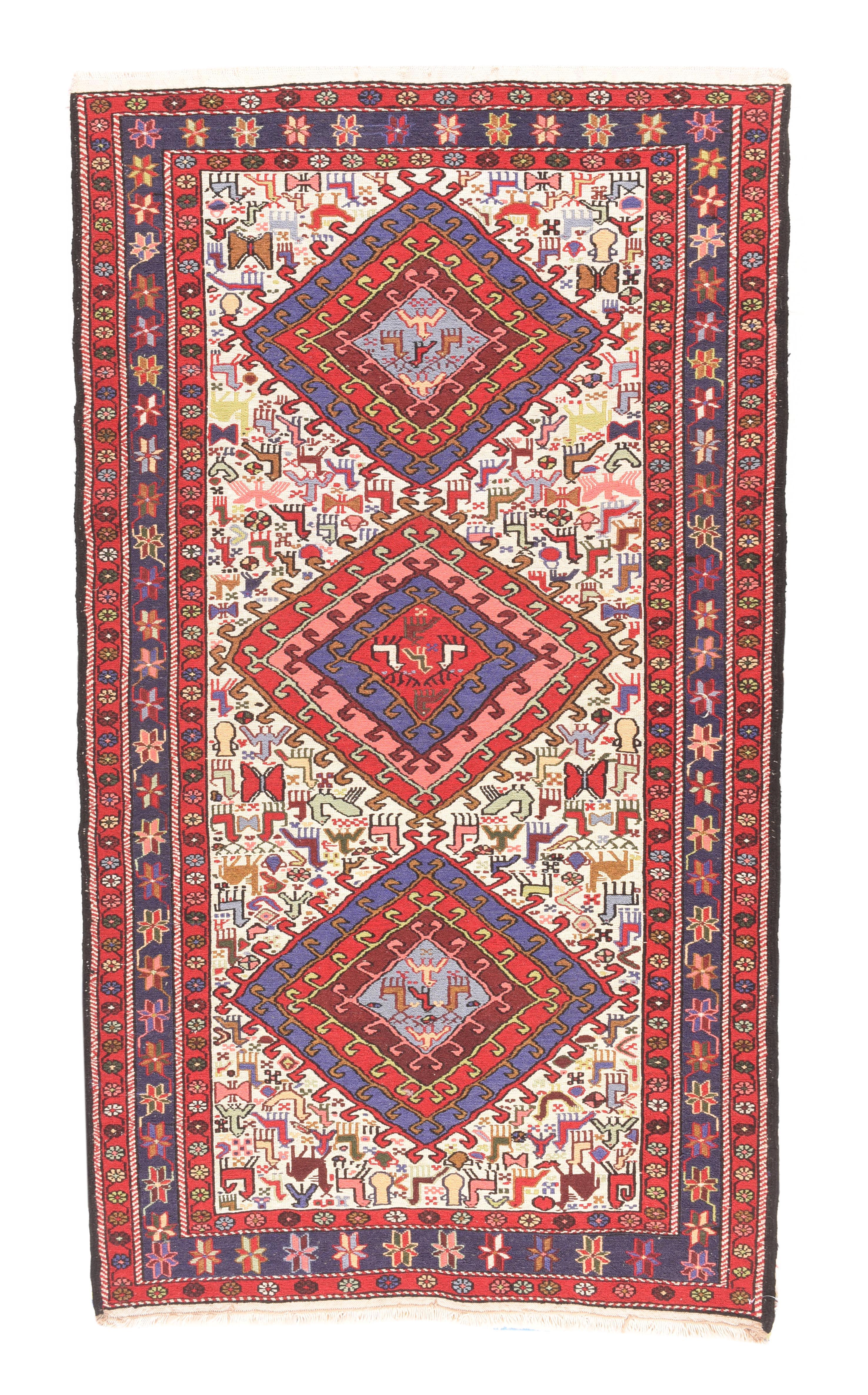 Persiano Tappeto persiano vintage Sumak 3'8'' x 6'5'' in vendita