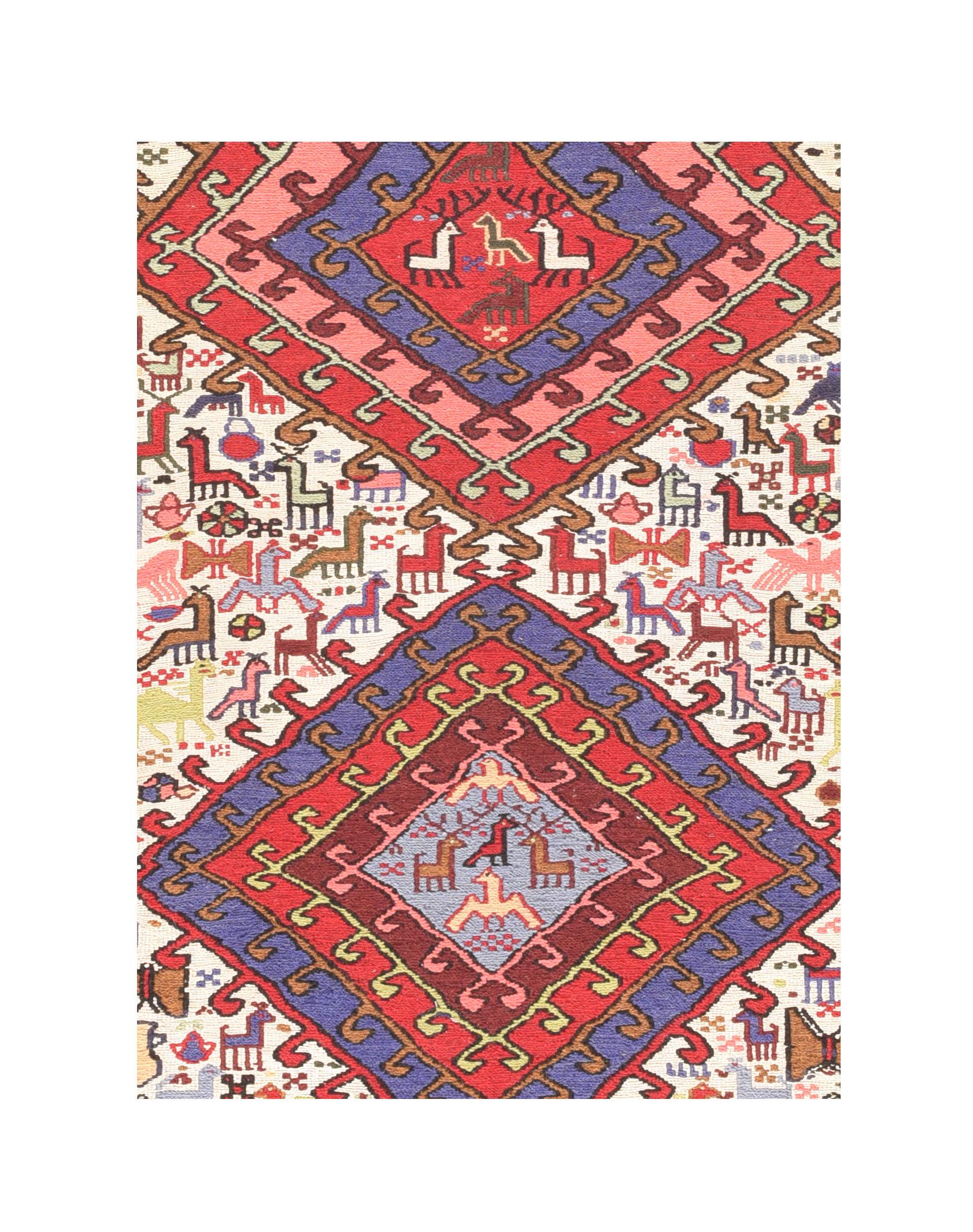 XX secolo Tappeto persiano vintage Sumak 3'8'' x 6'5'' in vendita