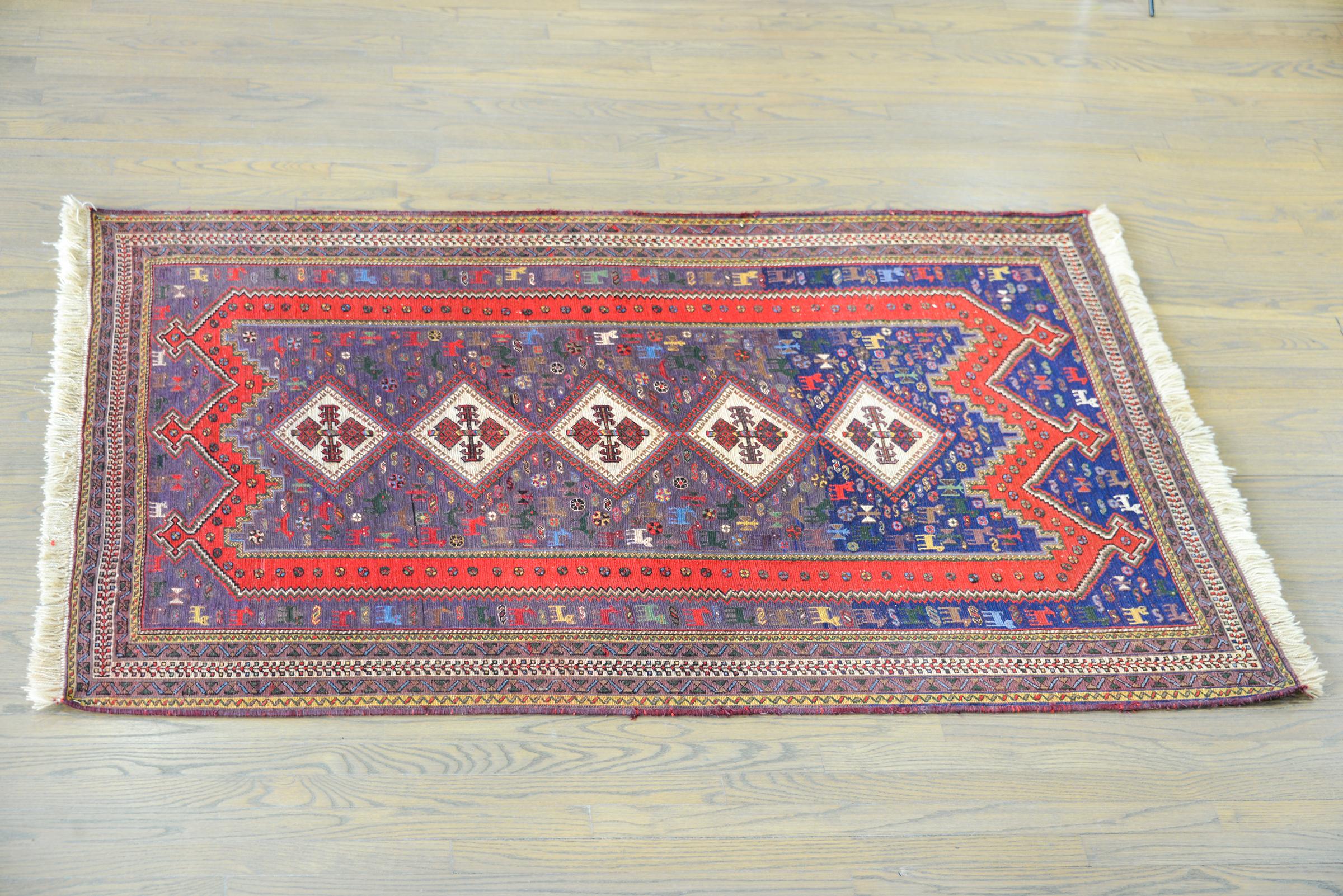 Vintage Persian Sumak Rug For Sale 6