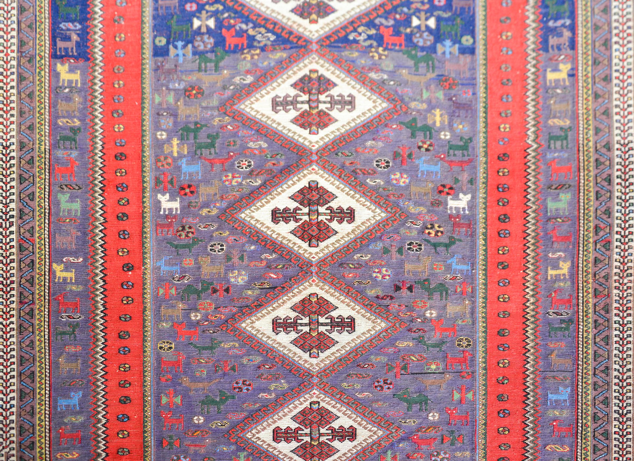 Hand-Knotted Vintage Persian Sumak Rug For Sale