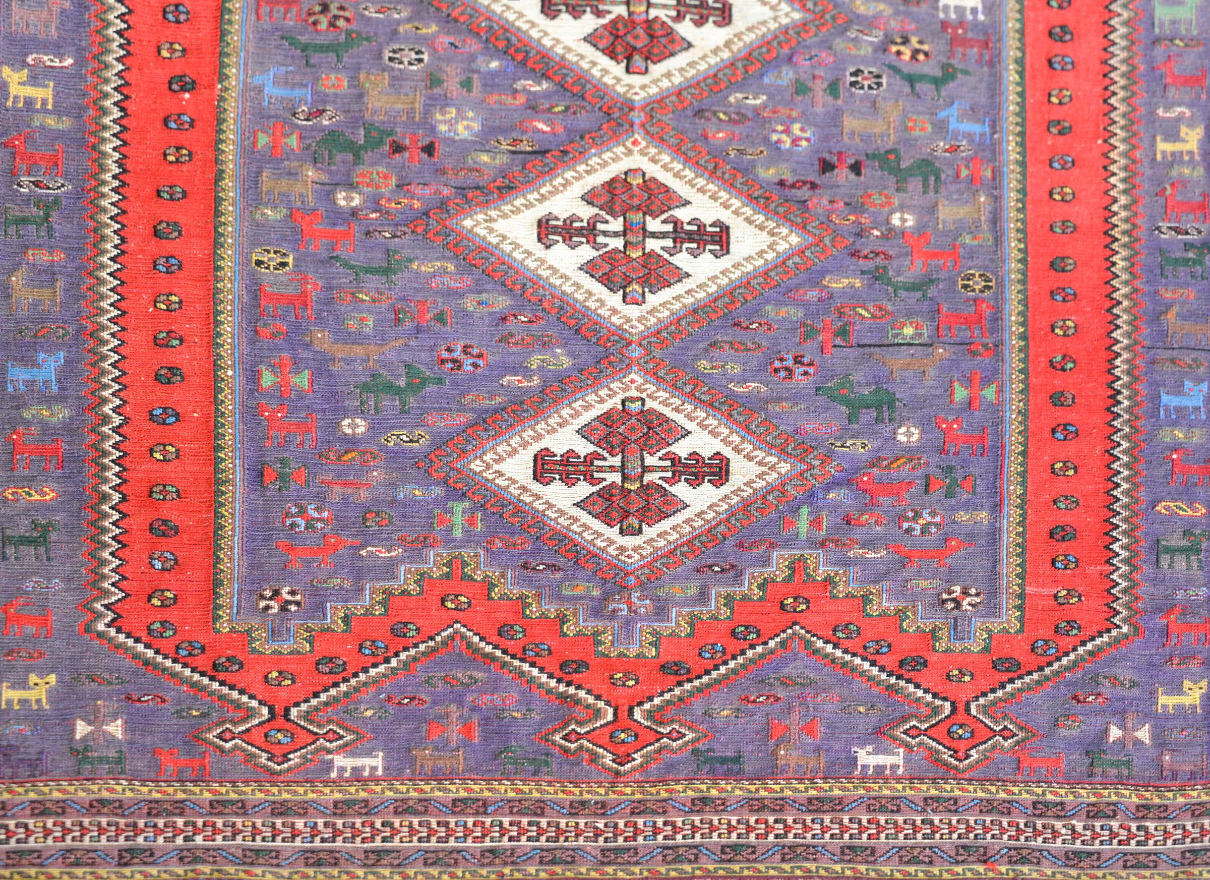 20th Century Vintage Persian Sumak Rug For Sale