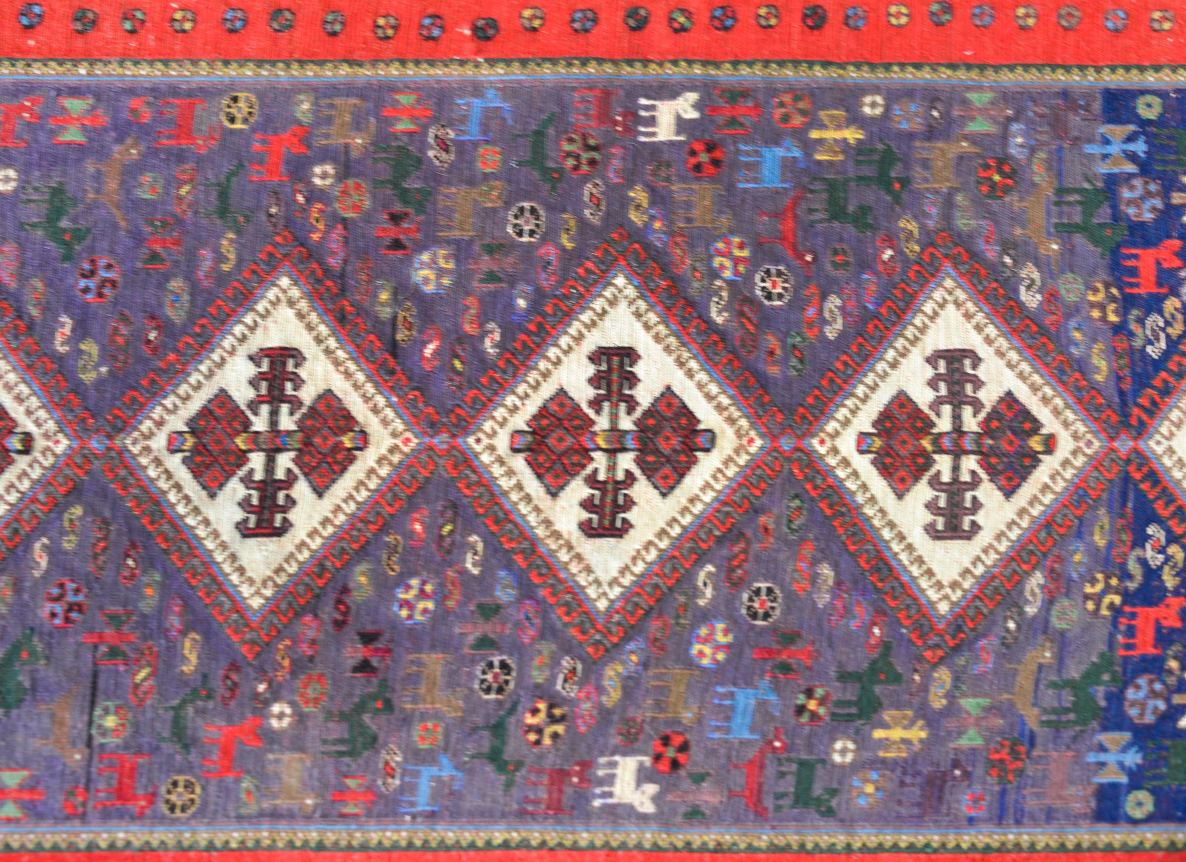 Wool Vintage Persian Sumak Rug For Sale