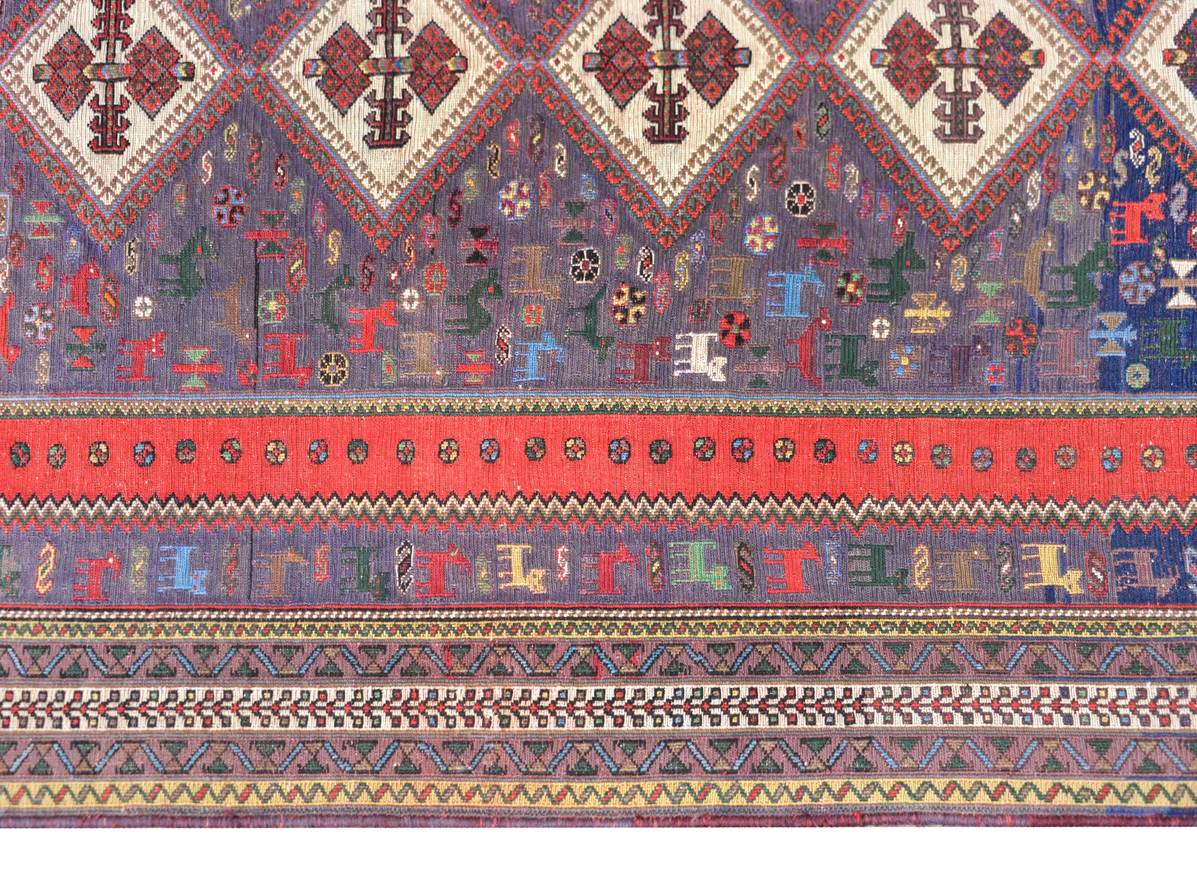 Vintage Persian Sumak Rug For Sale 1