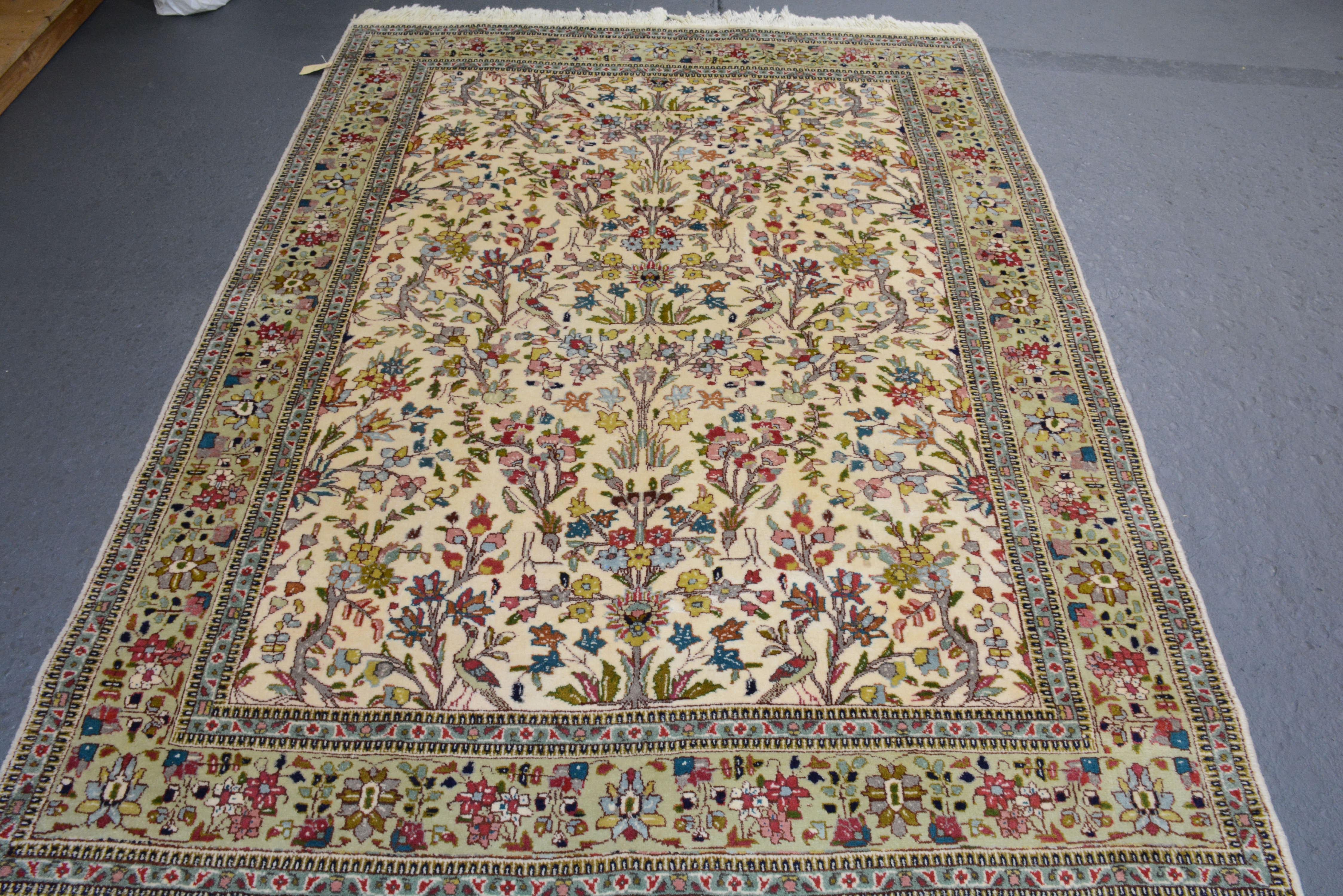 Woven Vintage Persian Taba Tabriz Carpet For Sale