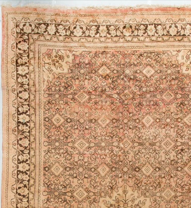 The soft blush colors in the field are complimented so well by the deep black border and coupled with the size of the rug make it most sought after and will be a proud addition to any home. Tabriz is the capital of the north-western province of