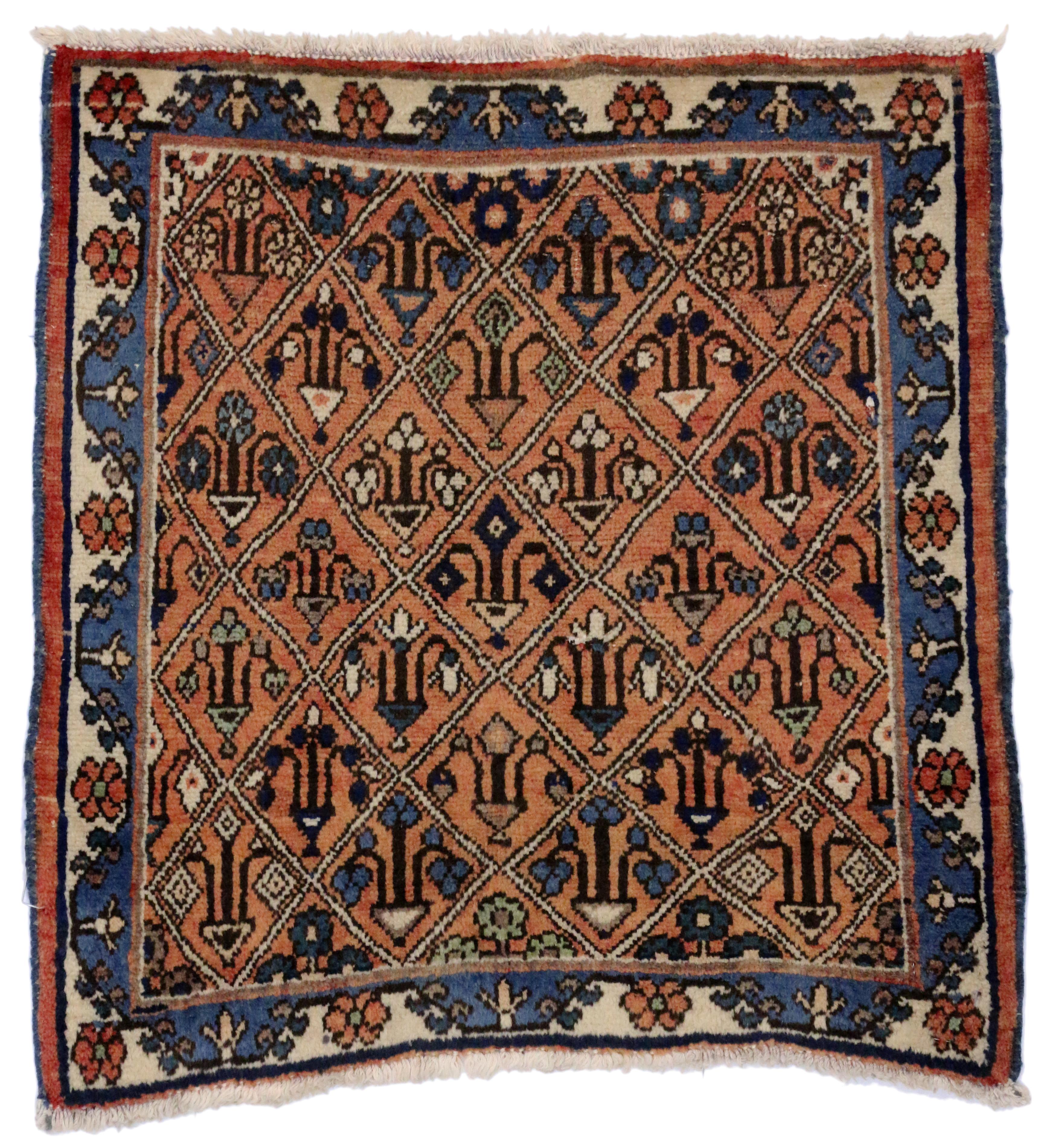 20th Century  Vintage Persian Tabriz Accent Rug, Perfect for Kitchen, Foyer or Entryway Rug