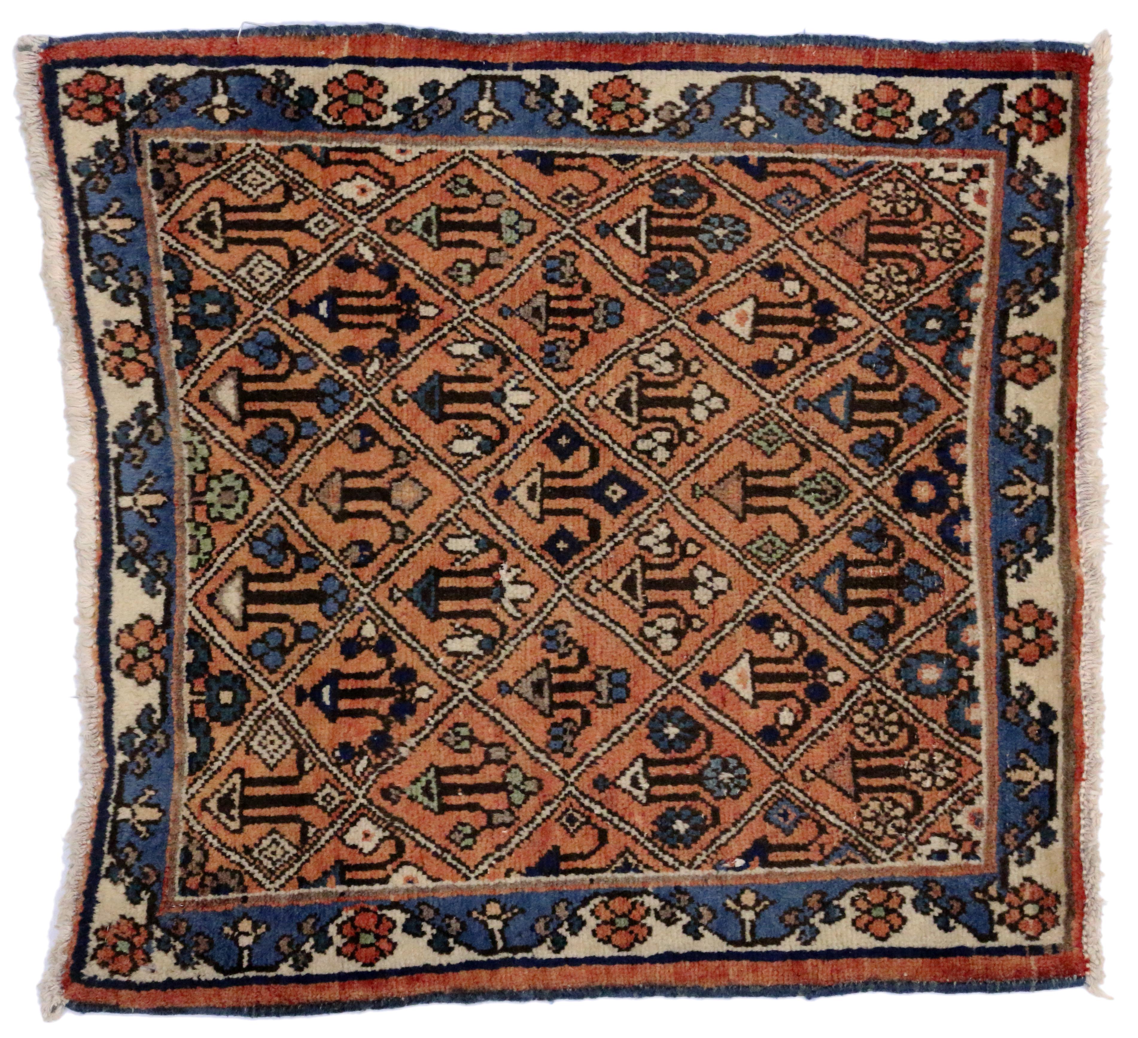 Wool  Vintage Persian Tabriz Accent Rug, Perfect for Kitchen, Foyer or Entryway Rug