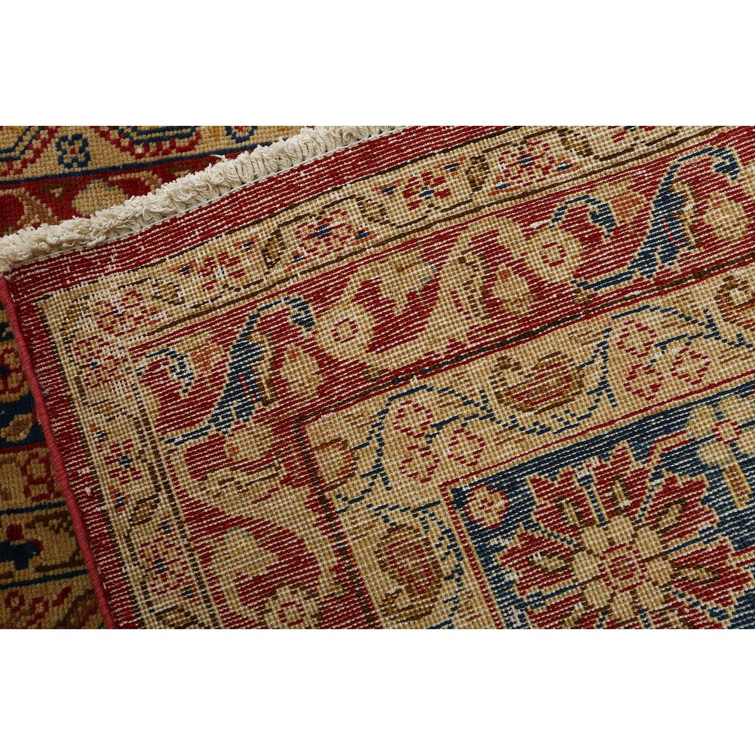 Vintage Tabriz ALA BAFF Rug in Wool and Cotton 12'10 X 9'10
 
 Key Details:
 Pile: Wool
 Foundation: Cotton
 Origin: Tabriz ALA BAFF
 Design: MOHARAMAT
 Approximate Age: 65 YEARS
 Quality (KPI): 350
 Condition: Good
 Dimension: 12'10 x 9'10
