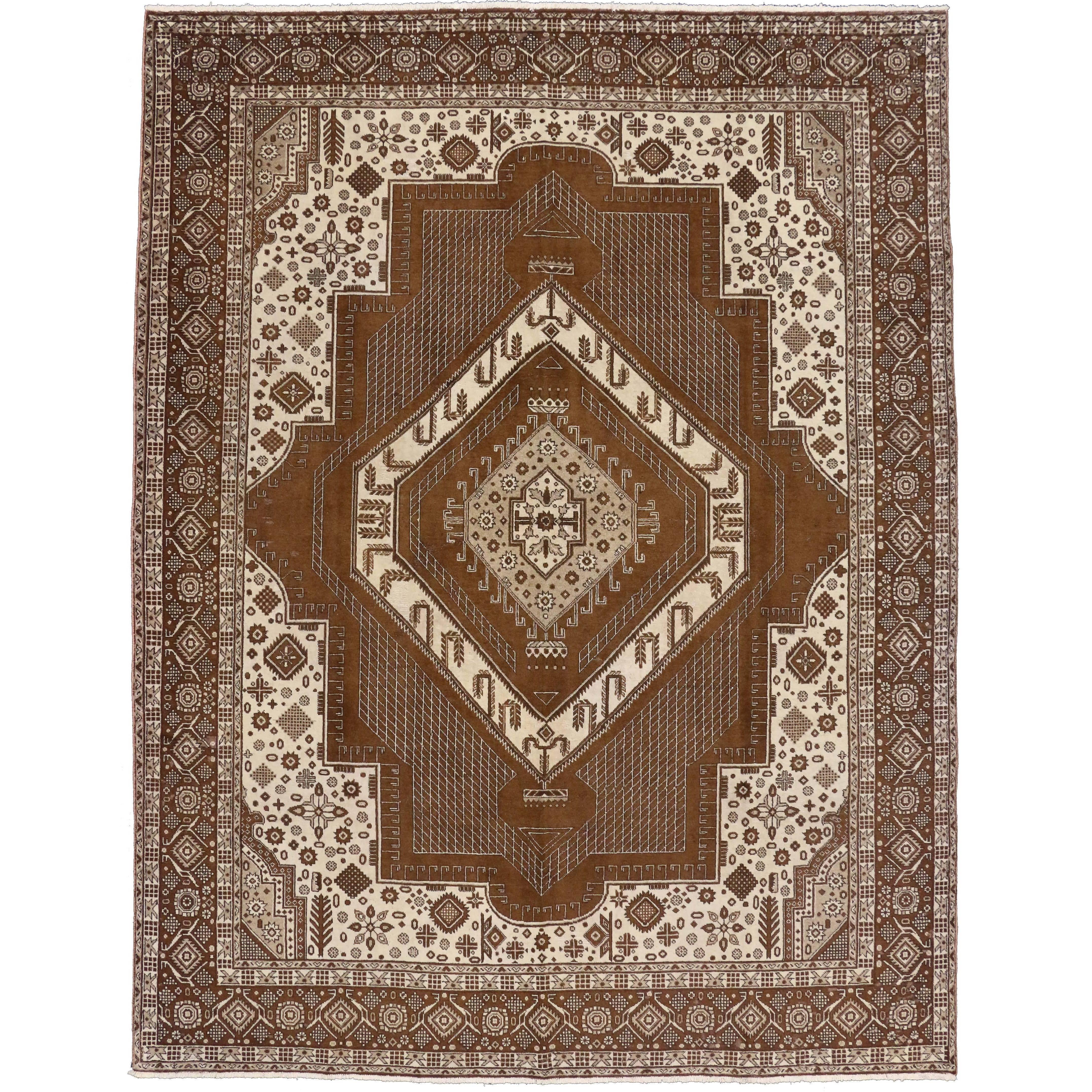 Vintage Persian Tabriz Area Rug with Mid-Century Modern Style