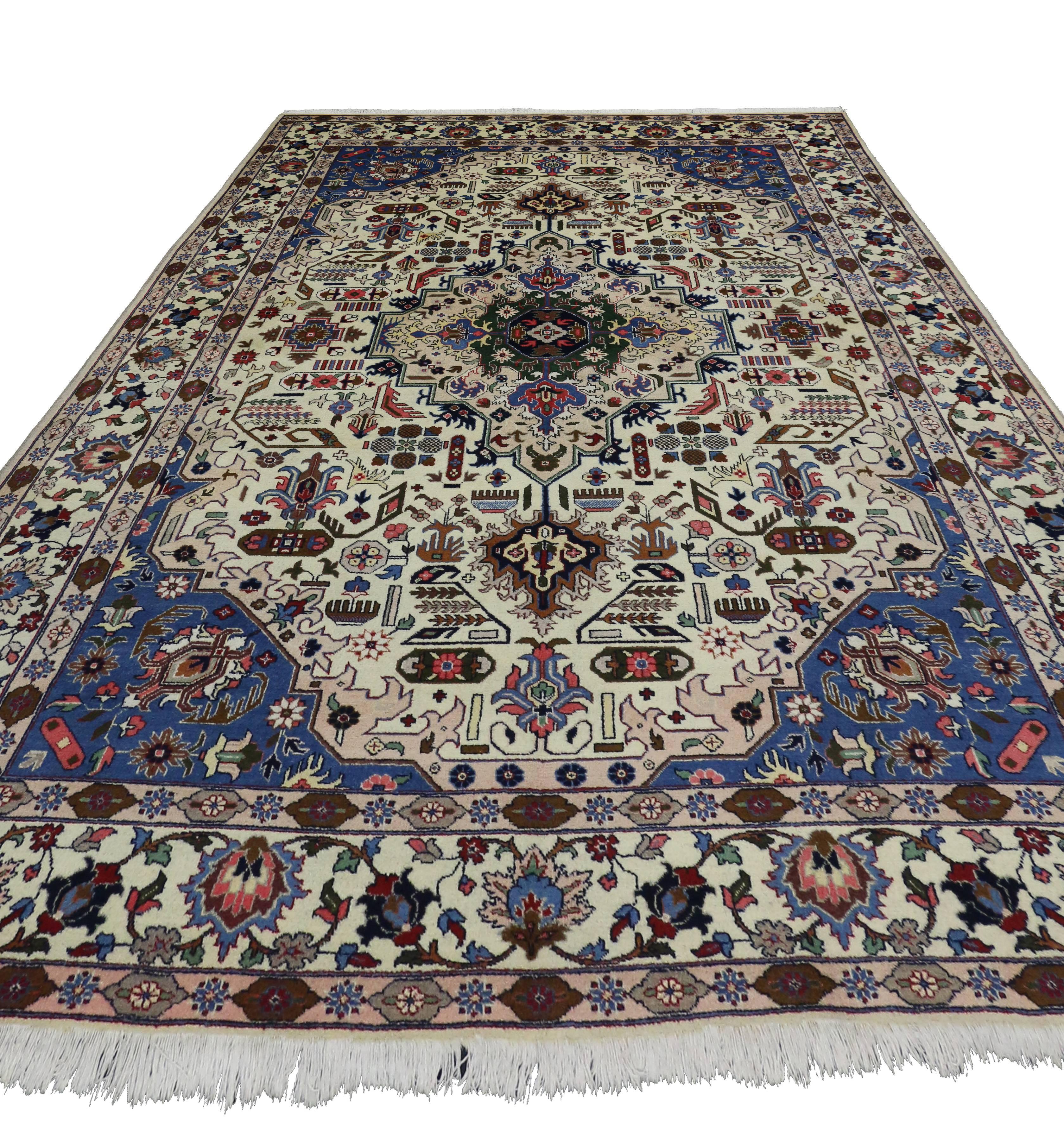 Vintage Persian Tabriz Area Rug with Modern Traditional Style For Sale 3