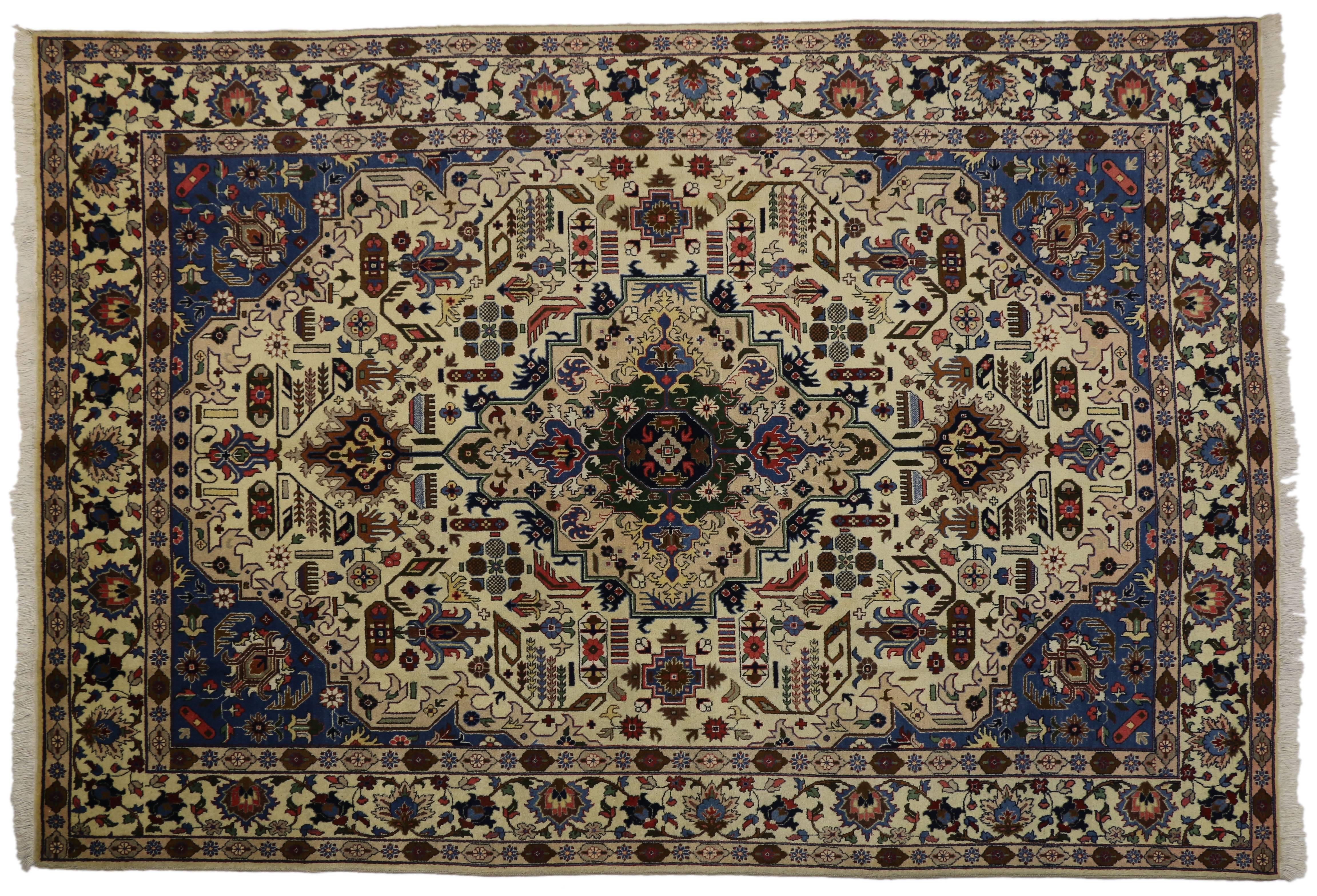 20th Century Vintage Persian Tabriz Area Rug with Modern Traditional Style For Sale