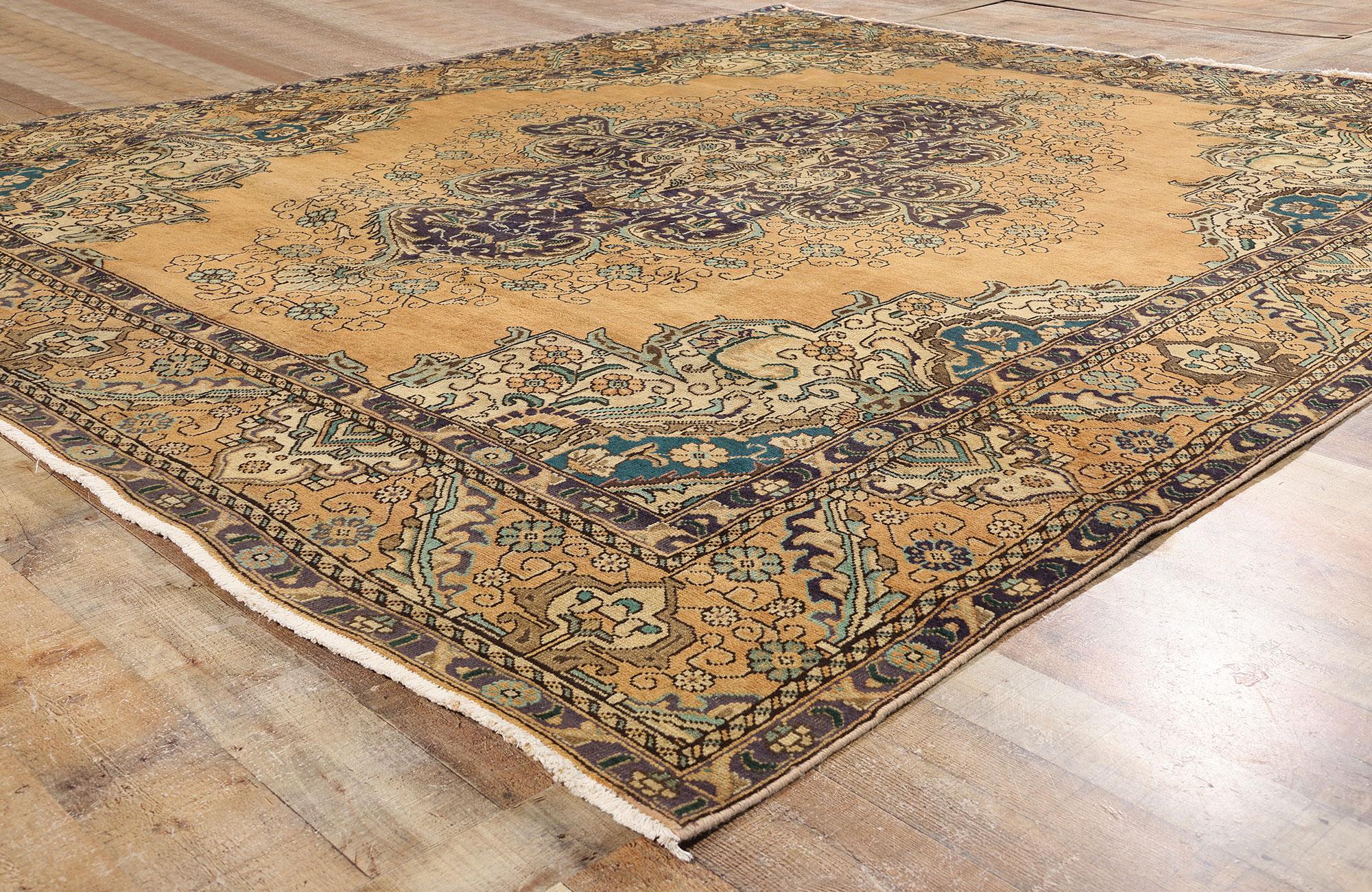Hand-Knotted 1950's Persian Tabriz Carpet with Traditional Style For Sale