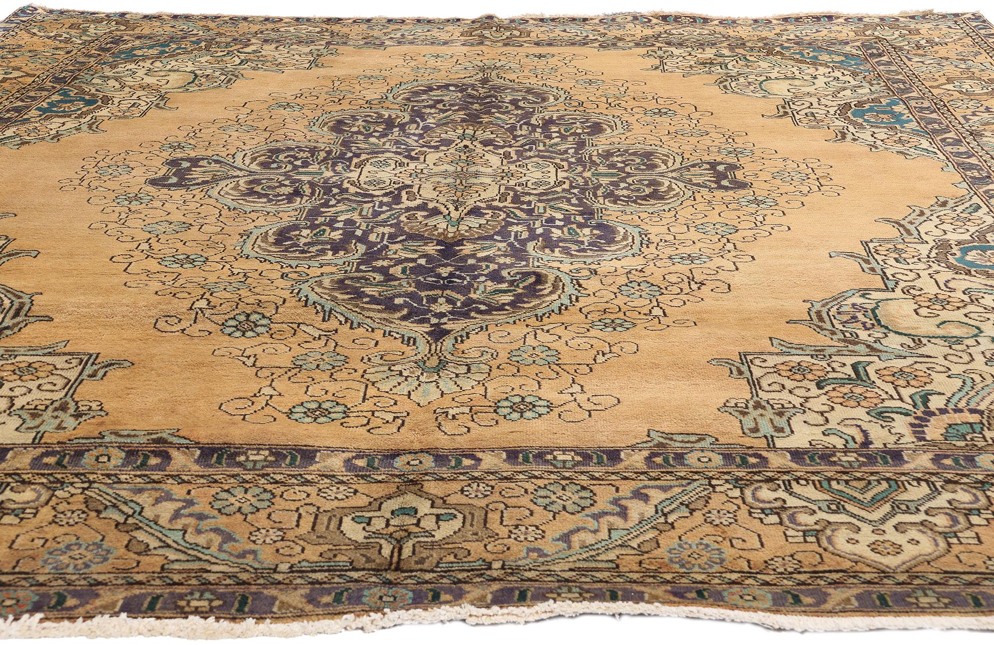 1950's Persian Tabriz Carpet with Traditional Style In Good Condition For Sale In Dallas, TX