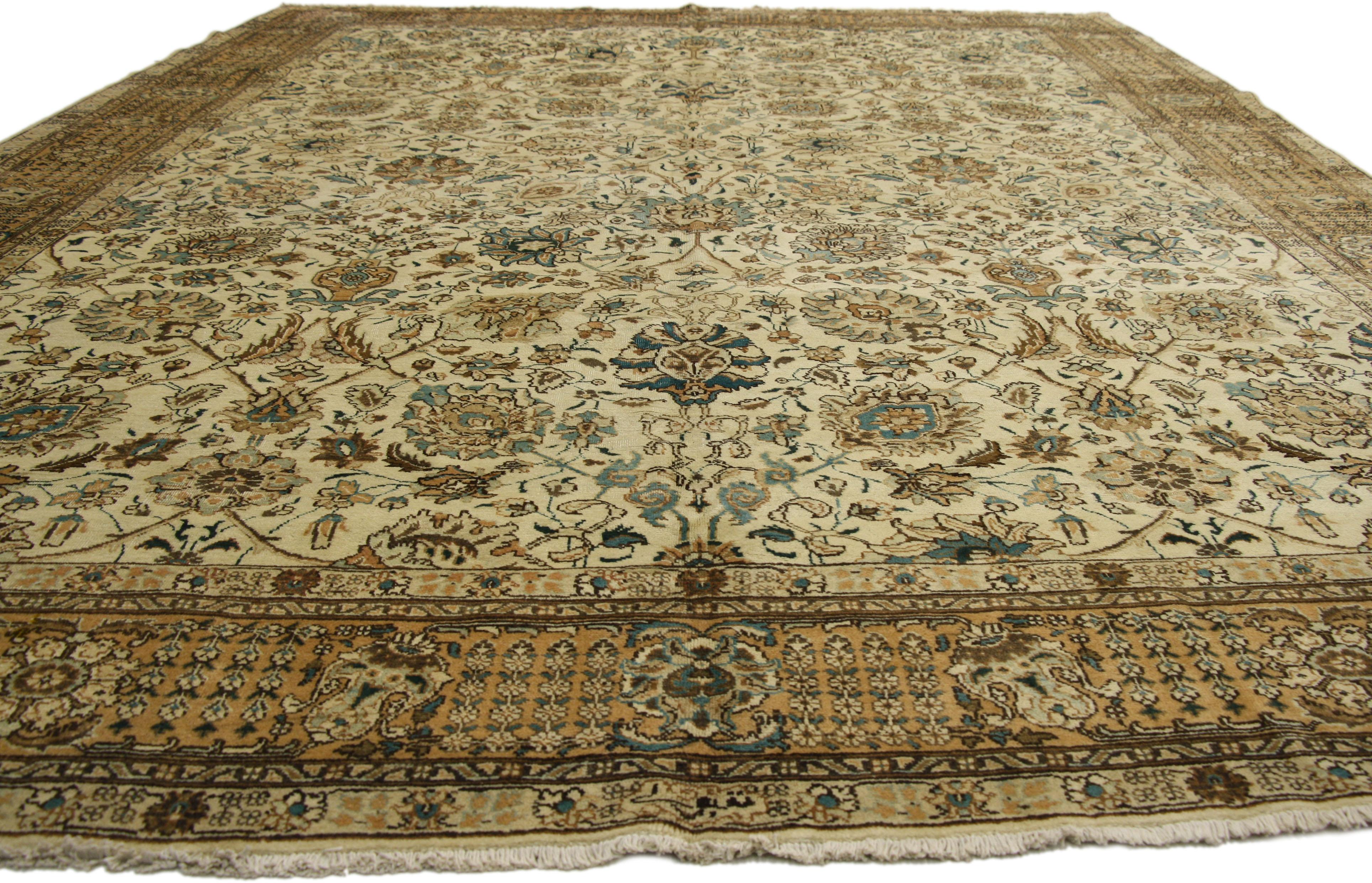 Gustaviano Tappeto persiano vintage Tabriz con stile neoclassico svedese gustaviano in vendita