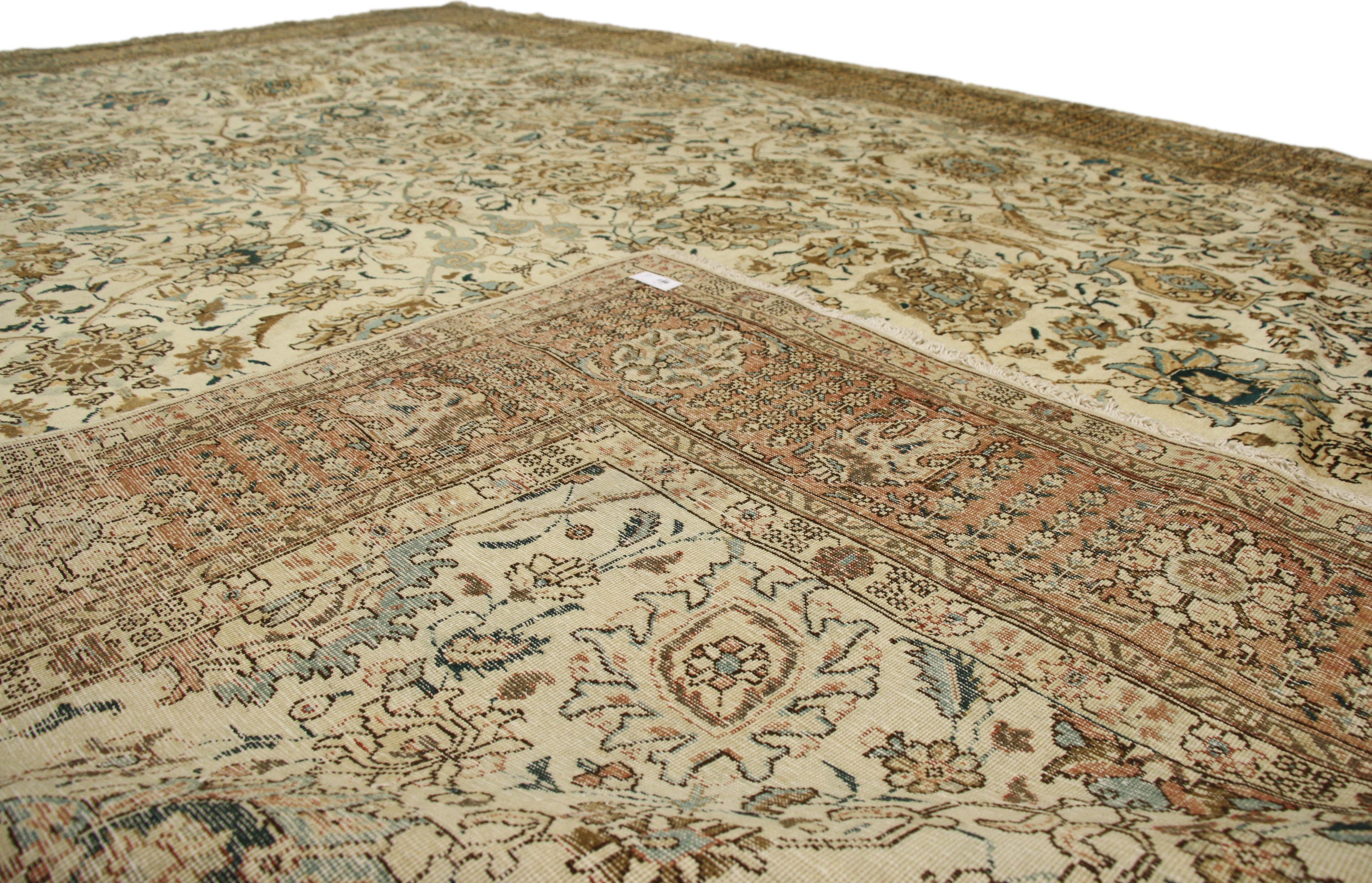 20th Century Vintage Persian Tabriz Area Rug with Neoclassical Swedish Gustavian Style For Sale