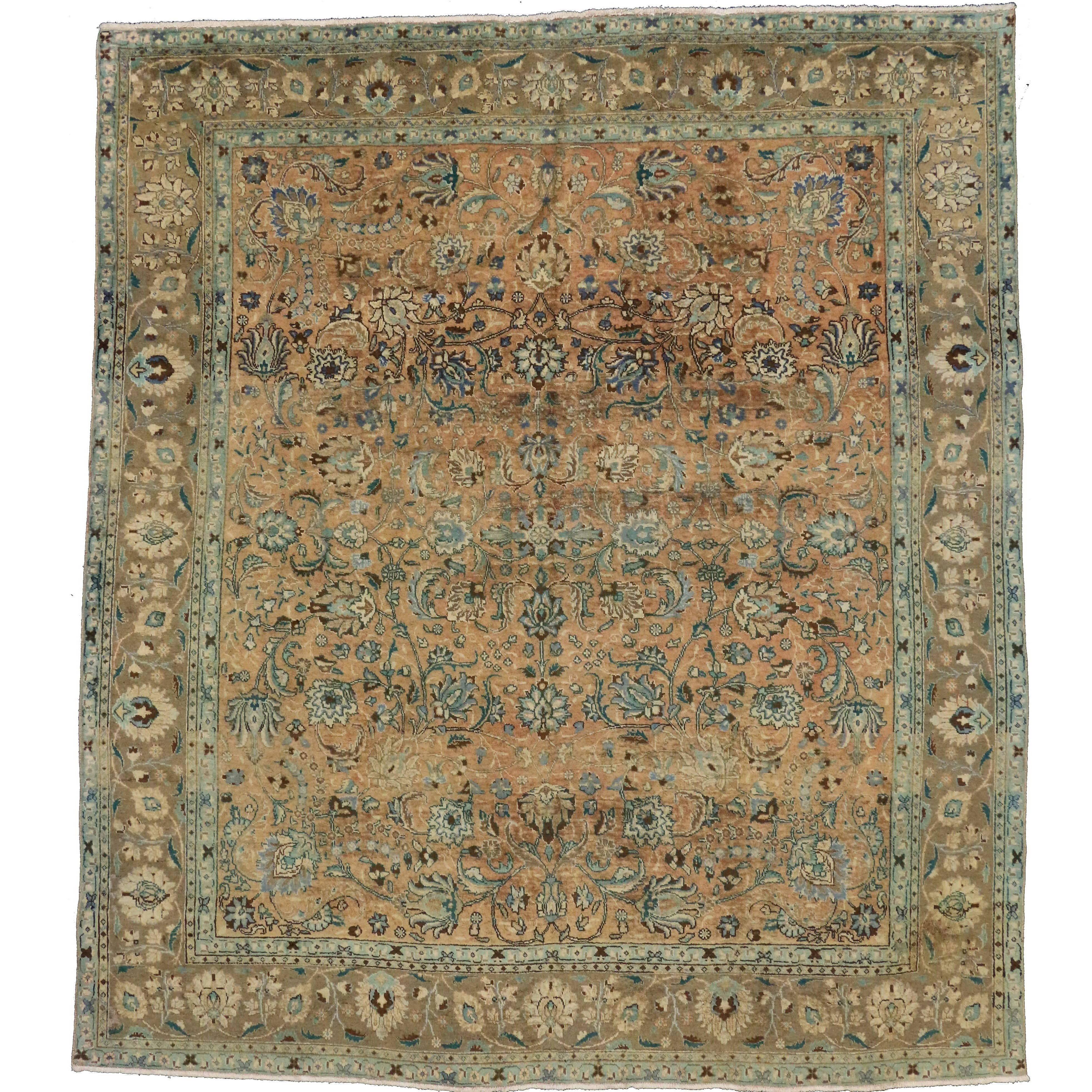 Vintage Persian Tabriz Area Rug with Eclectic Parisian and