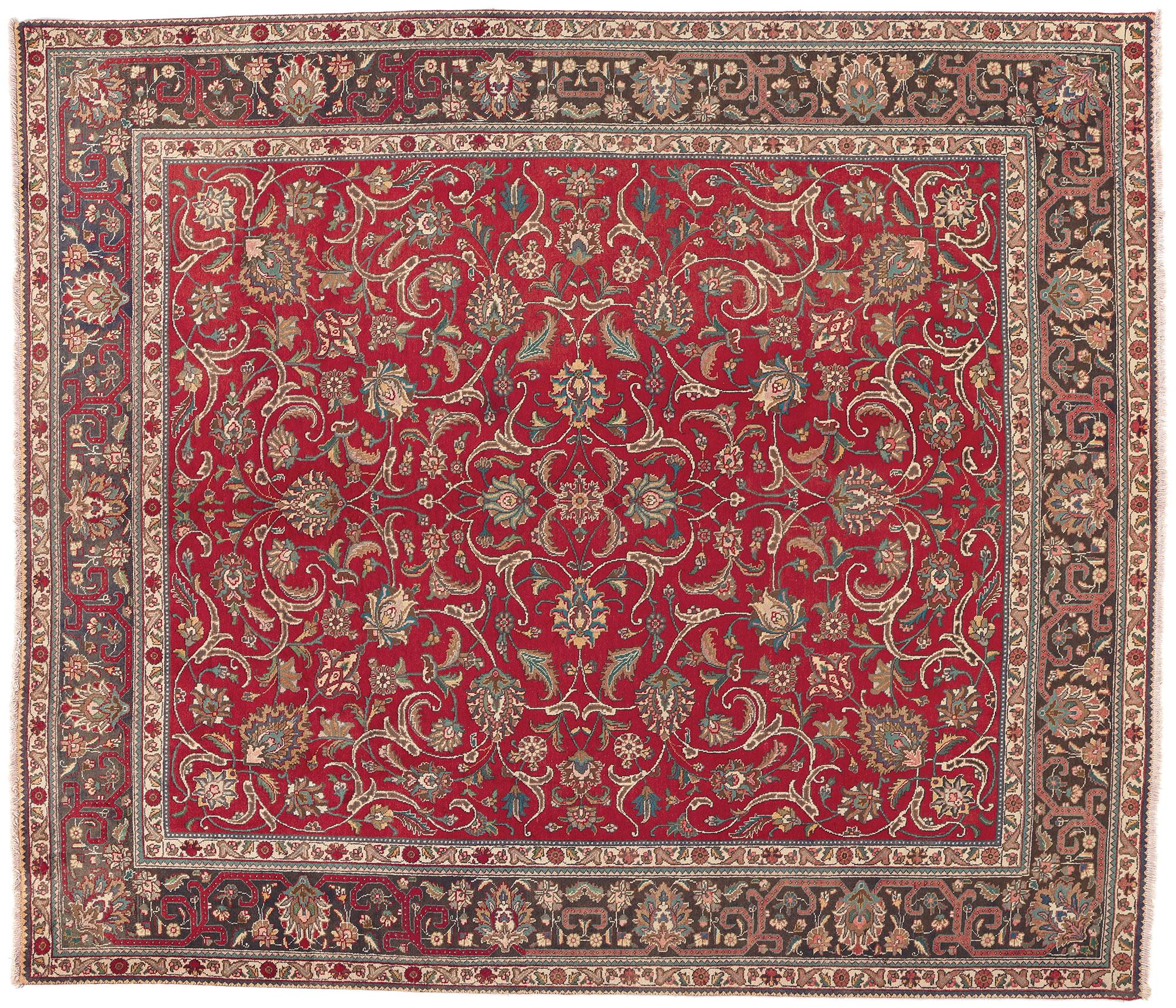 Vintage Persian Tabriz Rug, Classic Elegance Meets Timeless Beauty For Sale 4