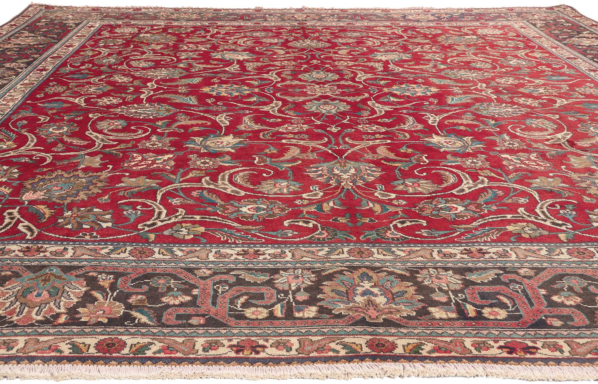 Hand-Knotted Vintage Persian Tabriz Rug, Classic Elegance Meets Timeless Beauty For Sale