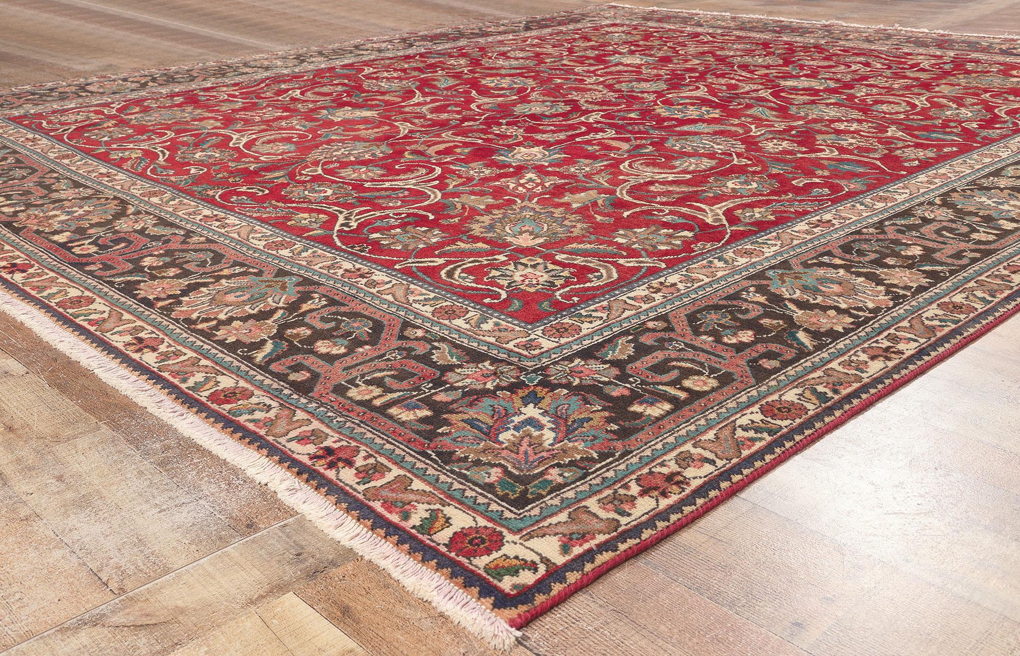 Vintage Persian Tabriz Rug, Classic Elegance Meets Timeless Beauty For Sale 1