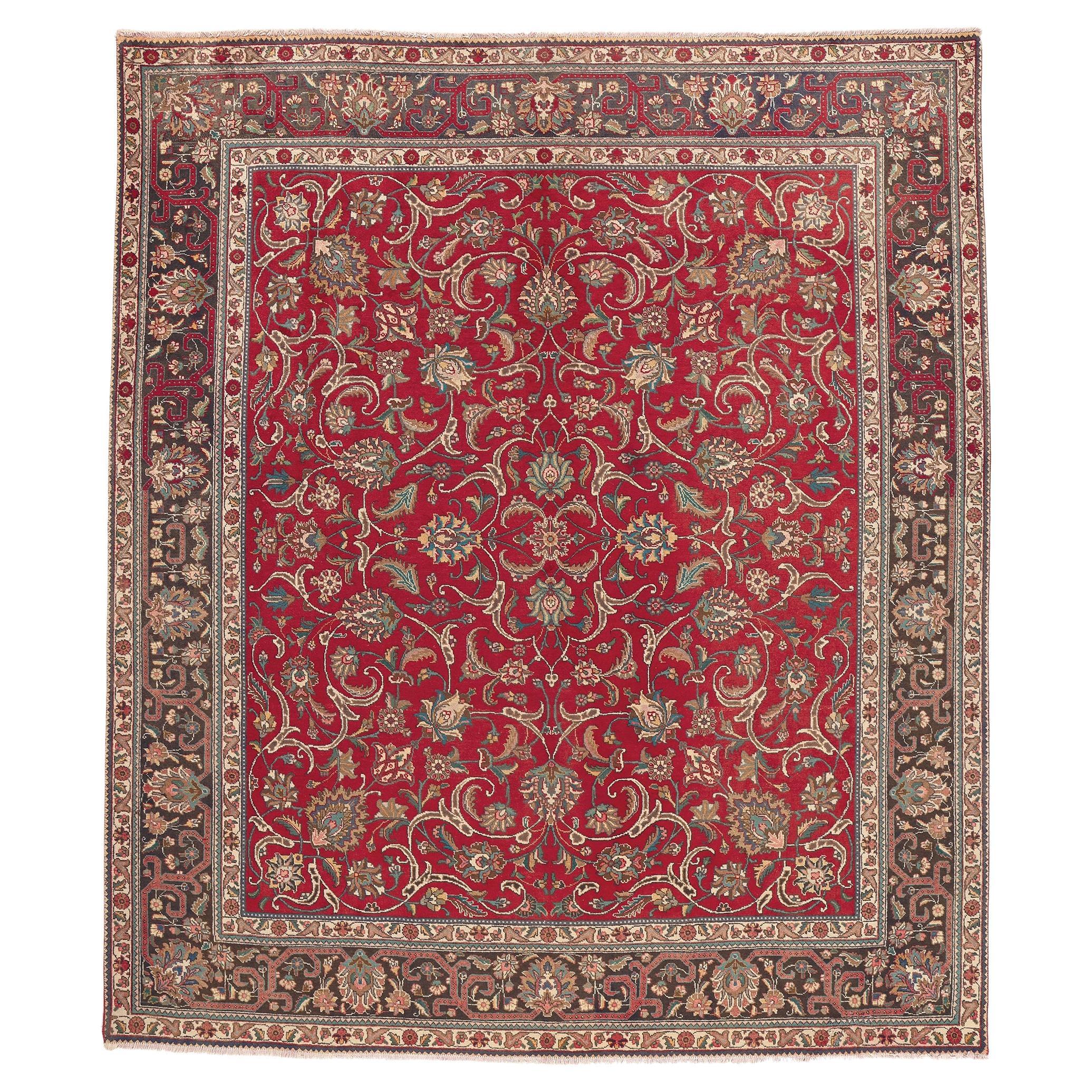 Tapis persan vintage de Tabriz avec style colonial et fédéral traditionnel en vente