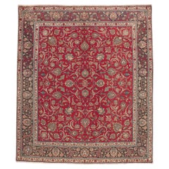 Alfombra Persa Tabriz Vintage de Estilo Colonial y Federal Tradicional