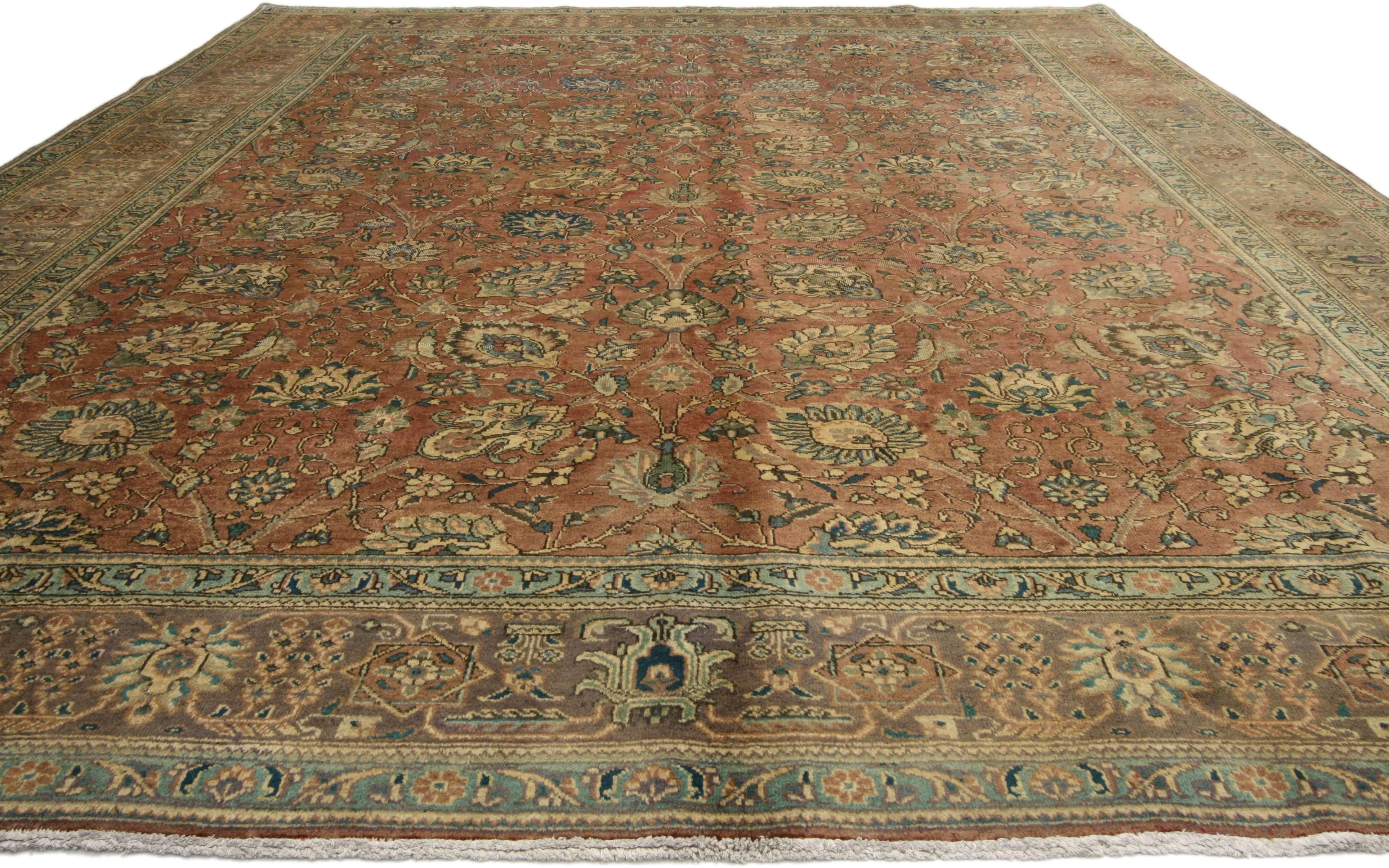 20th Century Vintage Persian Tabriz Area Rug with Traditional Style For Sale
