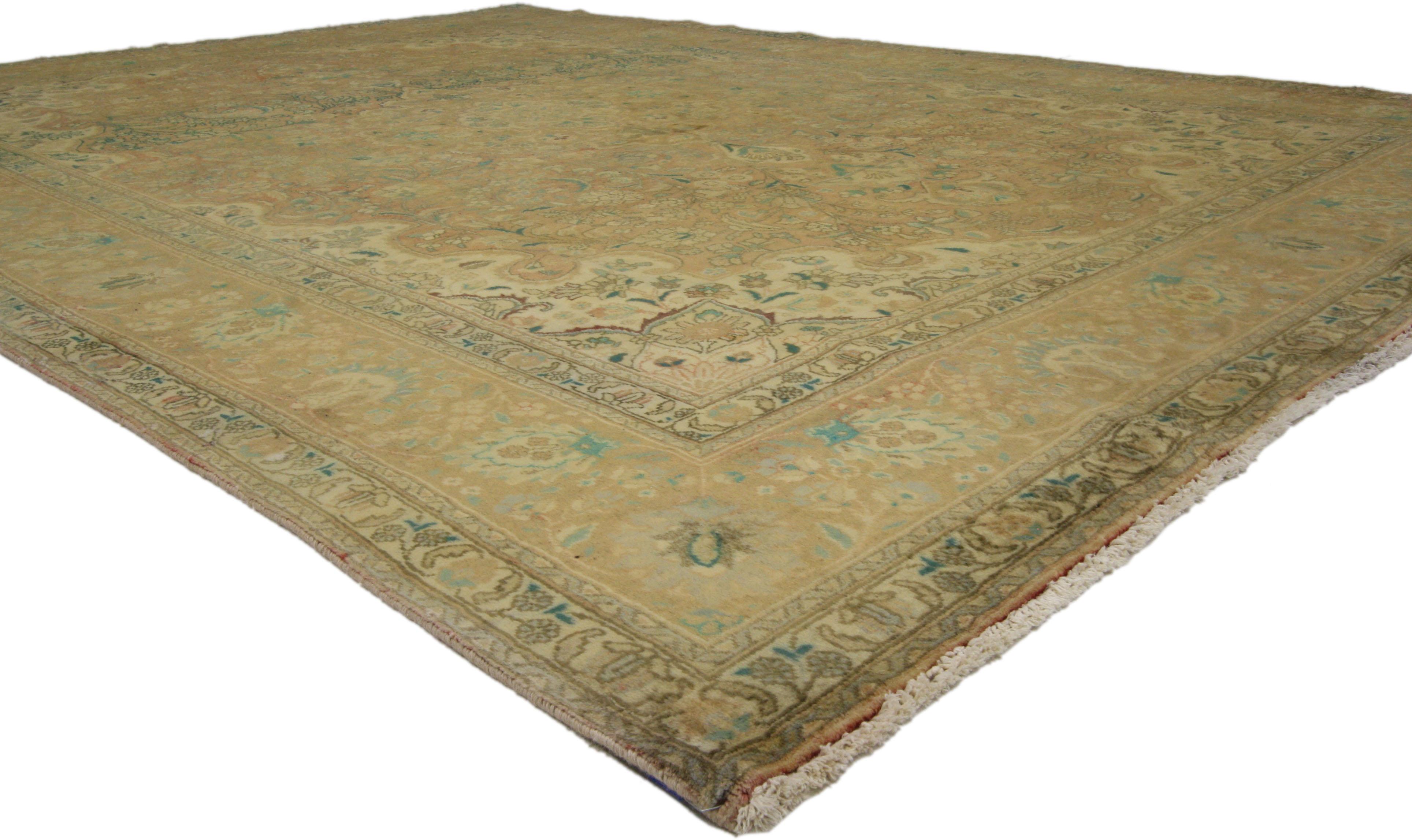 Hand-Knotted Vintage Persian Tabriz Area Rug with Traditional Style For Sale