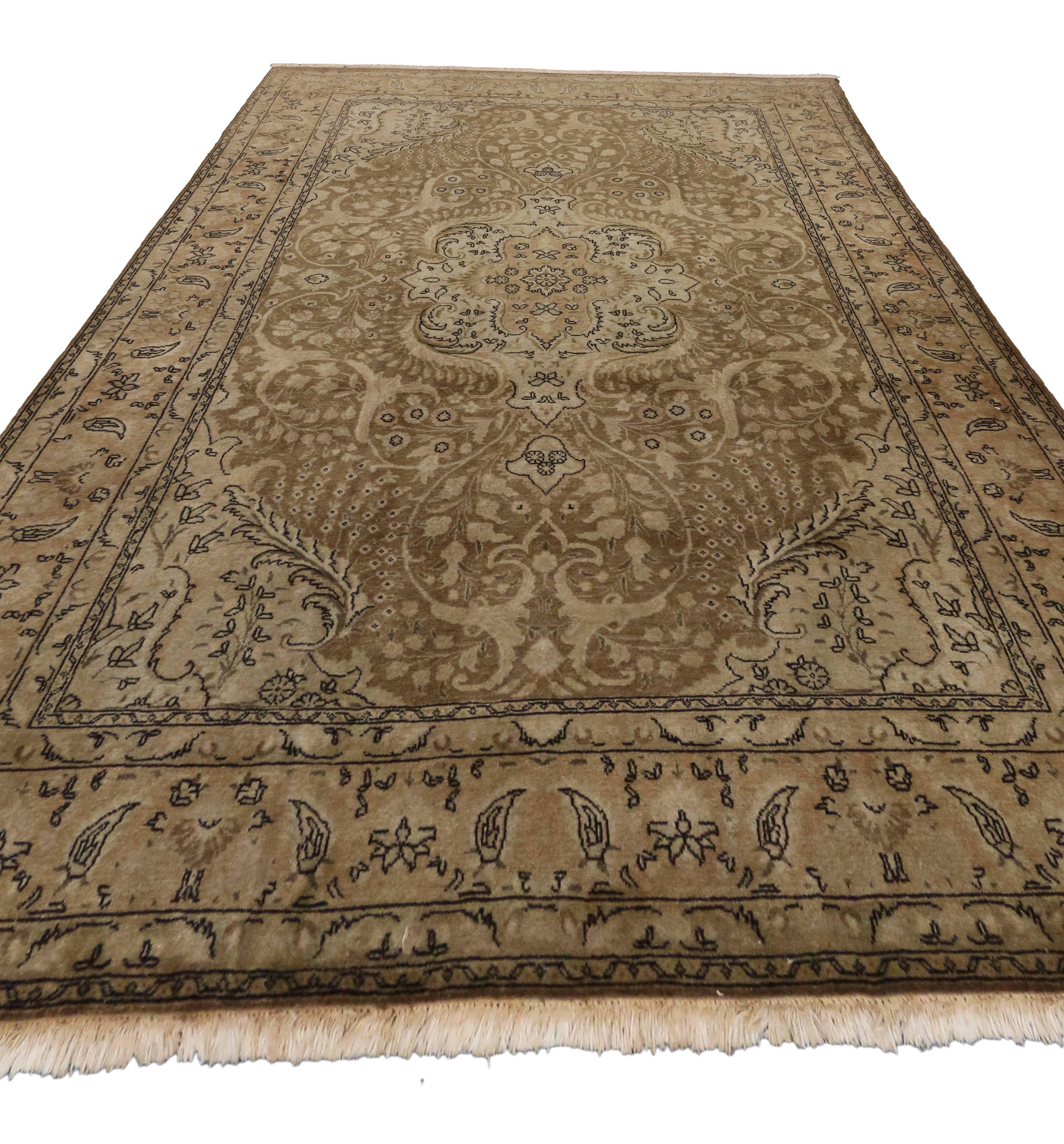Wool Vintage Persian Tabriz Area Rug with Traditional Style For Sale
