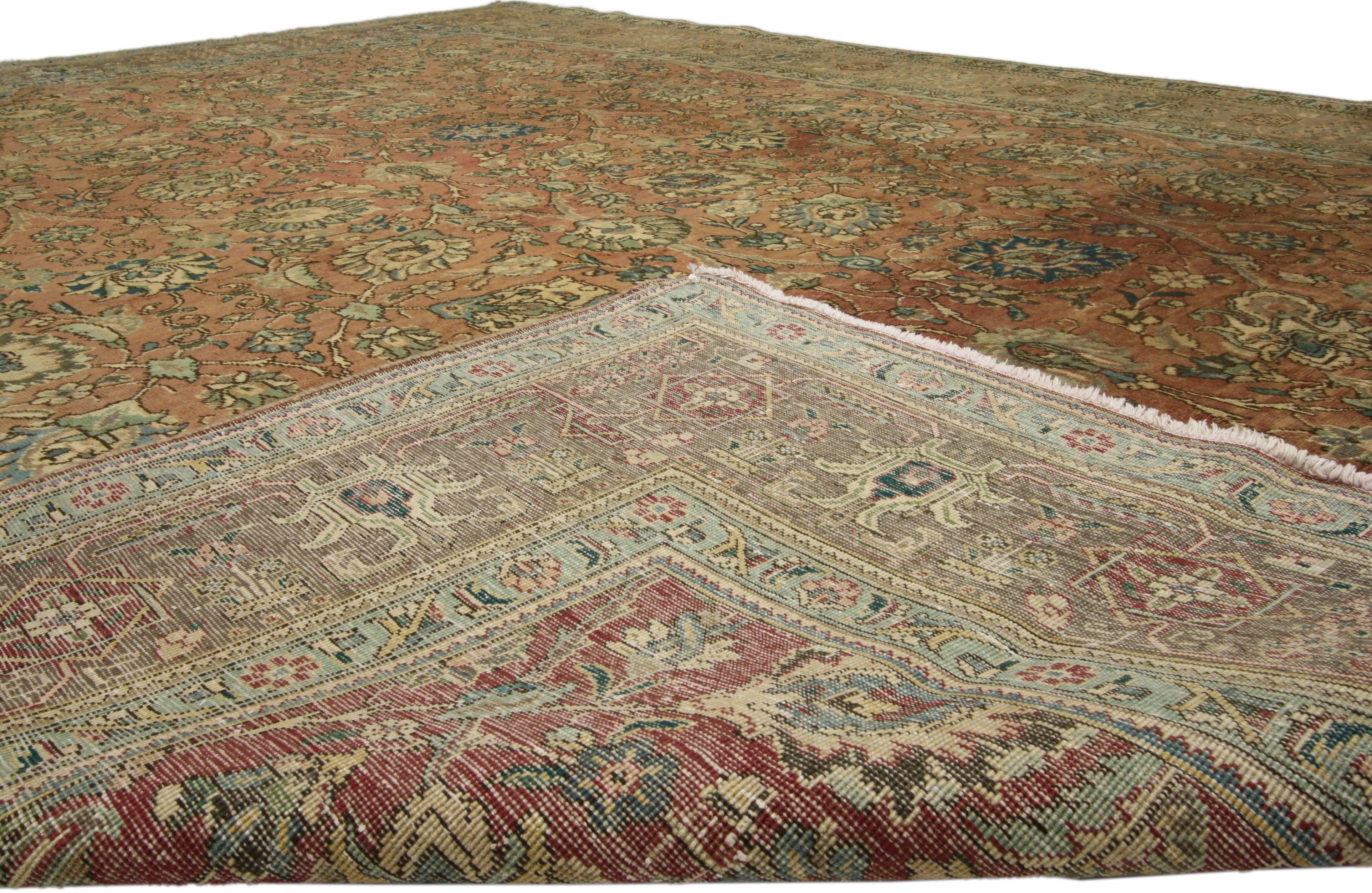 Vintage Persian Tabriz Area Rug with Traditional Style For Sale 3