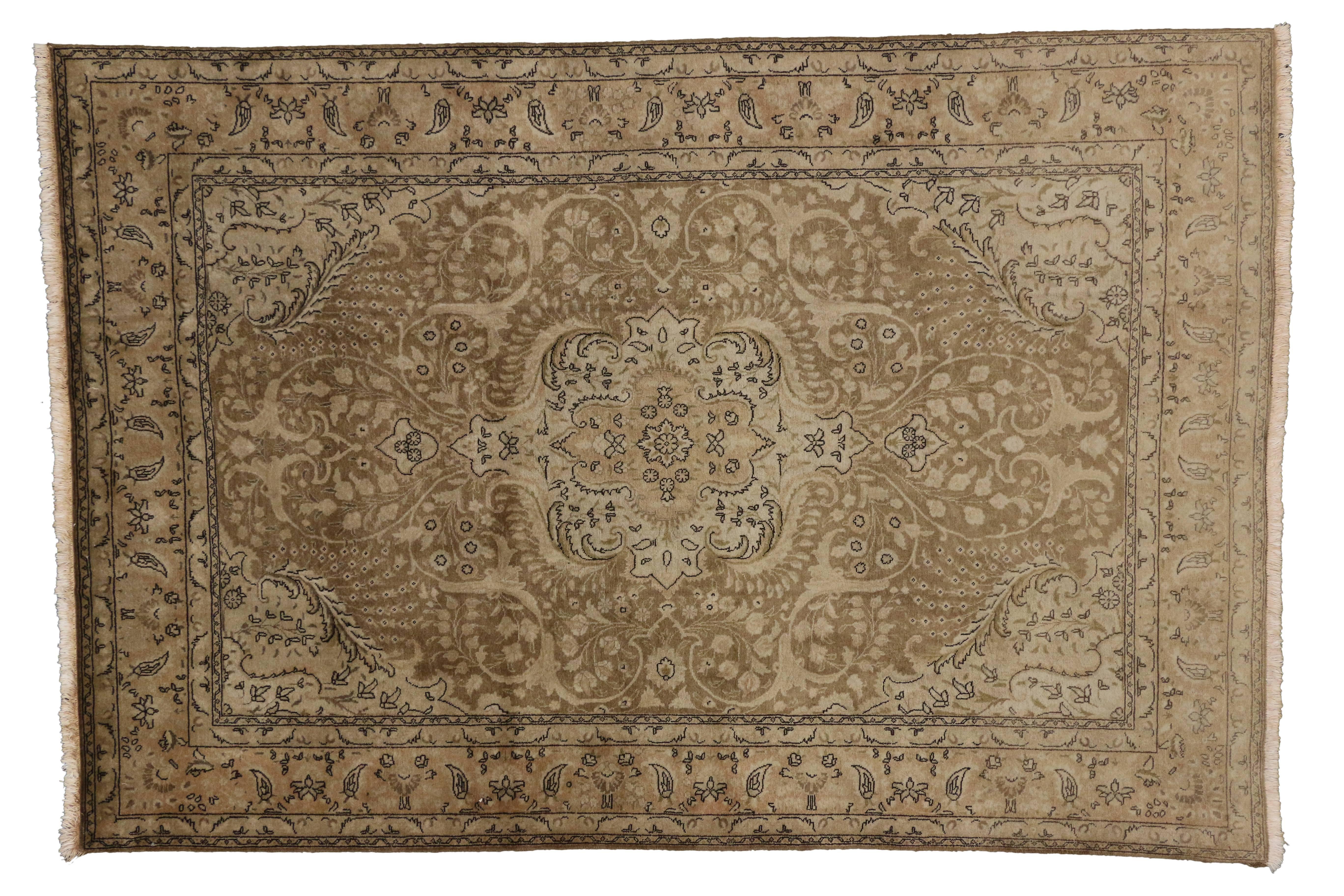 Vintage Persian Tabriz Area Rug with Traditional Style For Sale 2