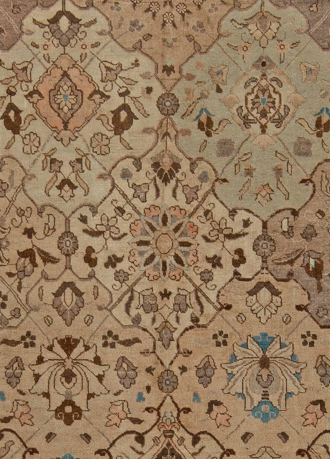 Vintage Persian Tabriz brown handwoven wool carpet
Size: 10'0