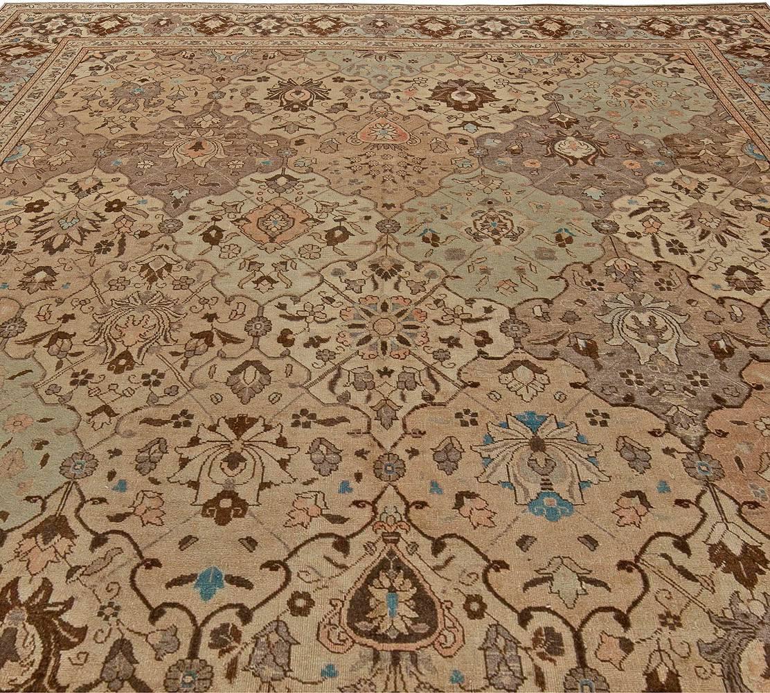 Hand-Knotted Vintage Persian Tabriz Handwoven Wool Carpet For Sale