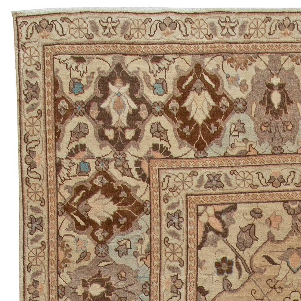 Vintage Persian Tabriz Handwoven Wool Carpet For Sale 1