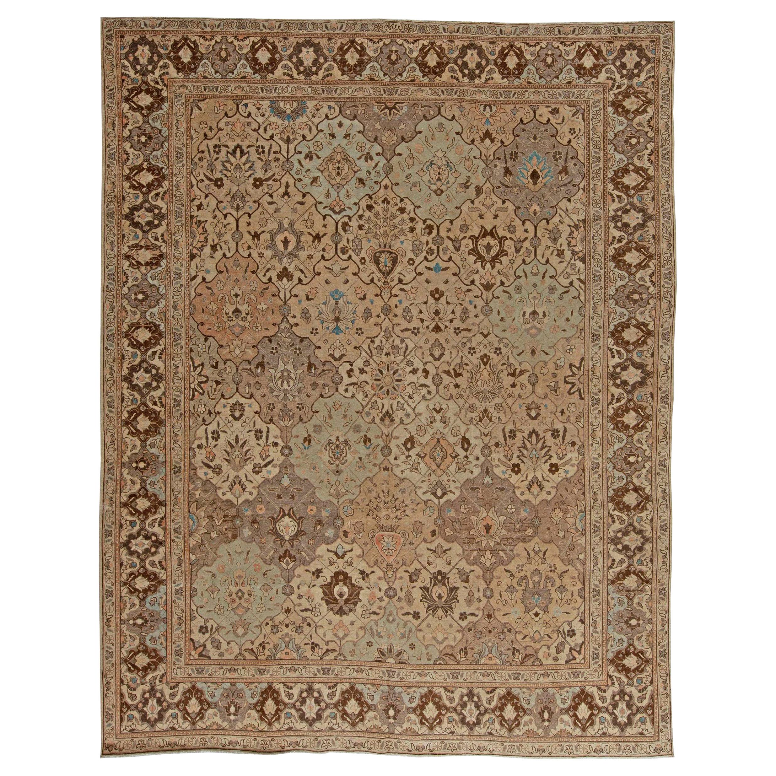 Vintage Distressed Red and Brown Persian Tabriz Carpet For Sale at 1stDibs
